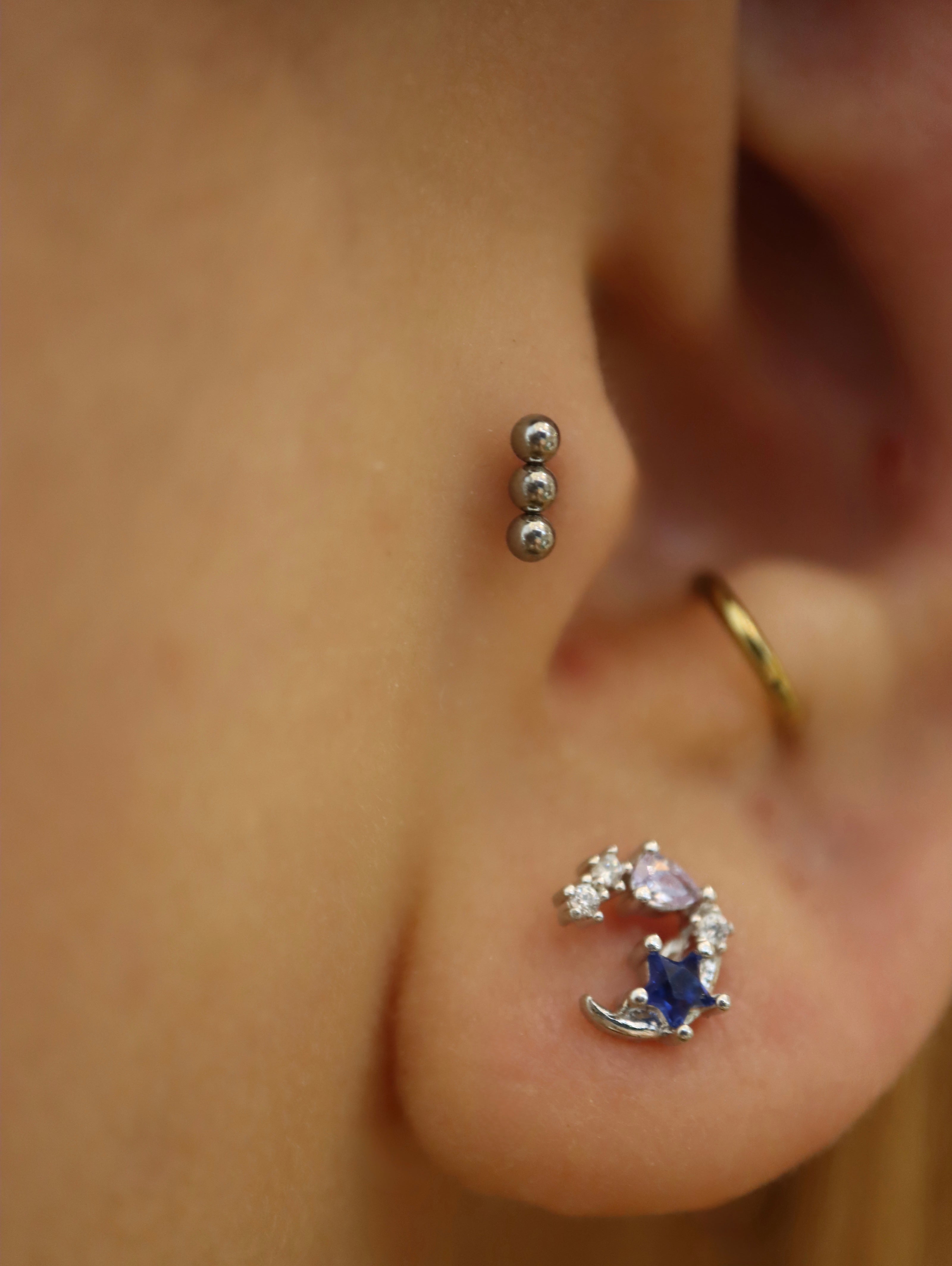 Crescent star stud surgical steel piercing (1pc)