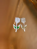 Floral 925 silver piercing earring
