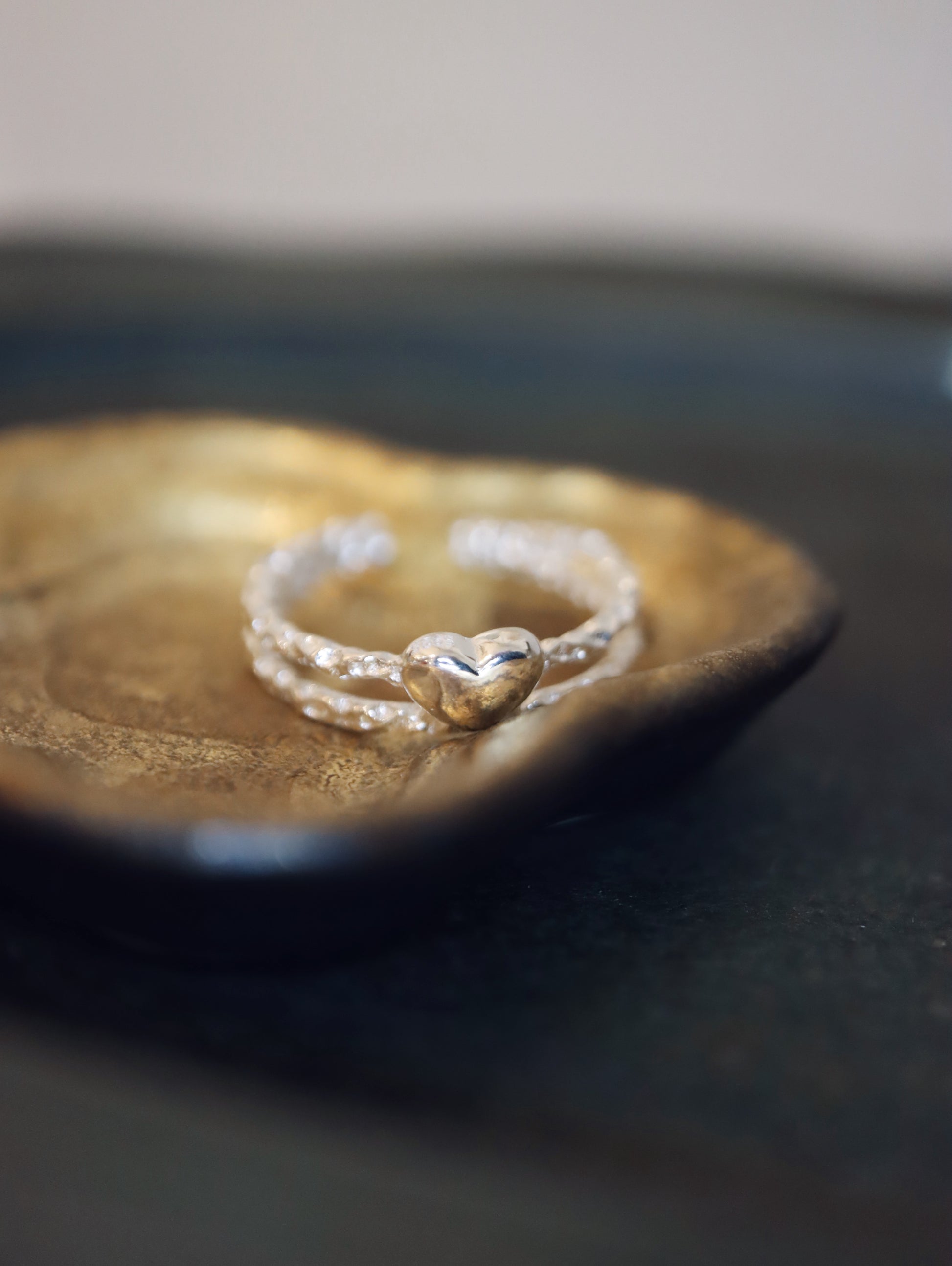 Heart double band 925 silver pinky ring