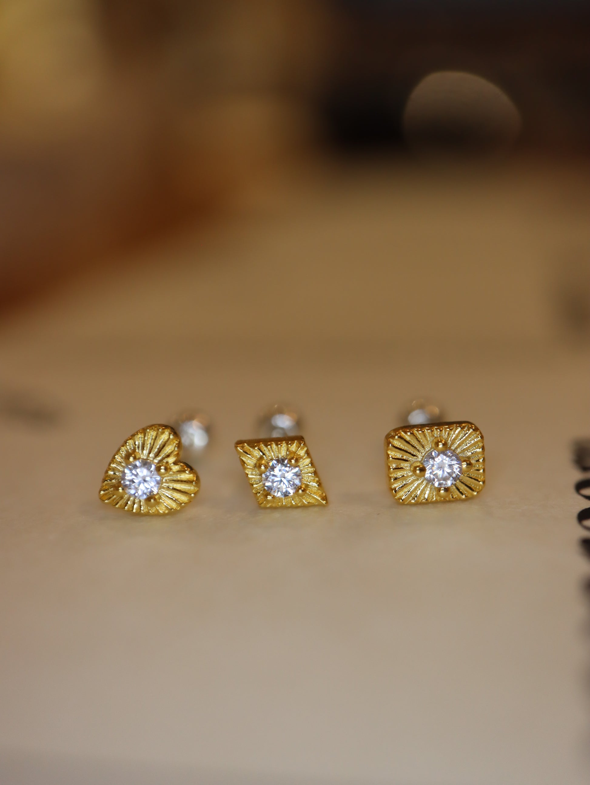 Ray burst stud 925silver earring piercing