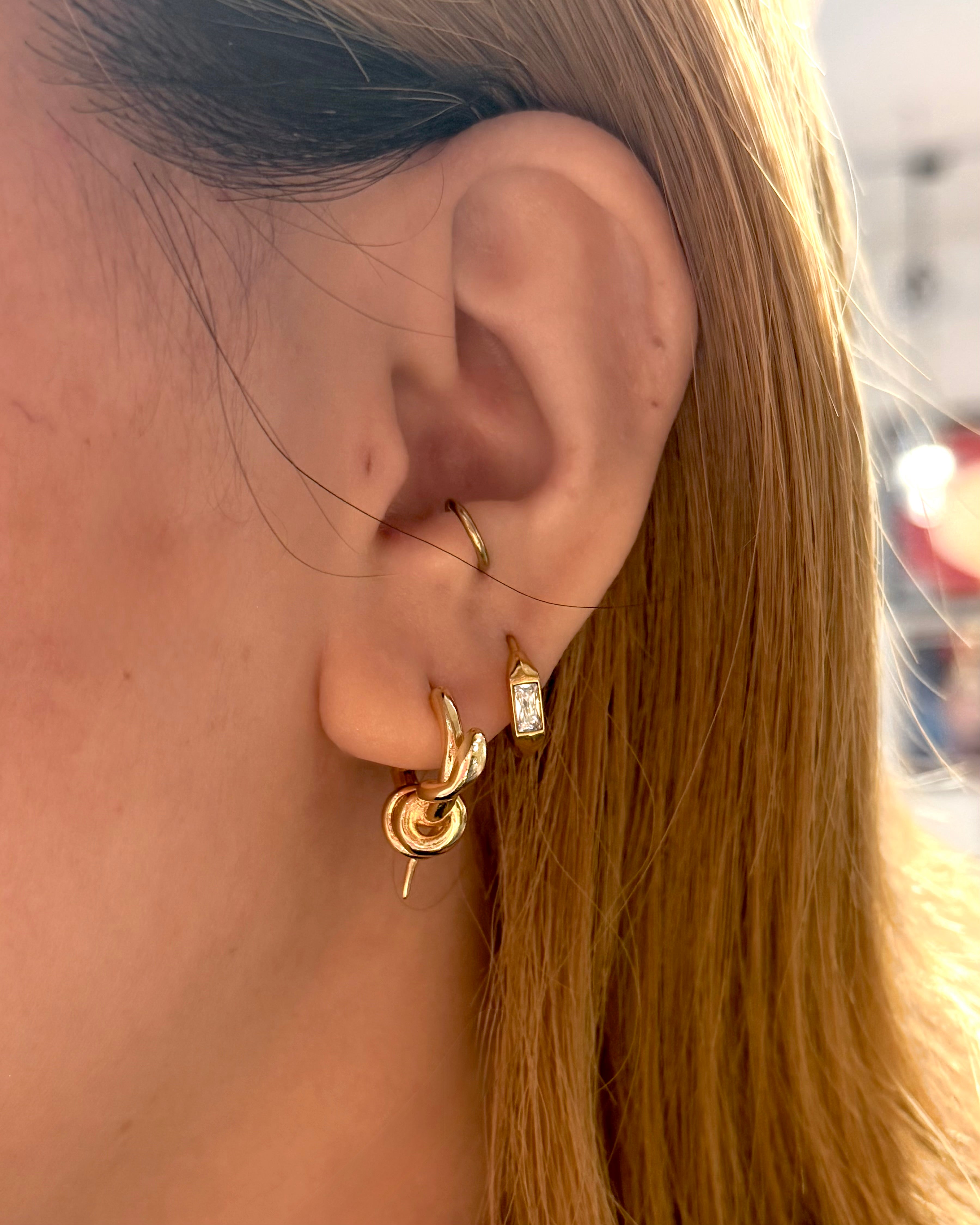 Cz stainless steel hinged hoop earrings