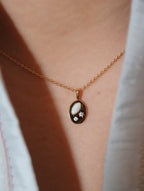 Oval shape opal and cz necklace
