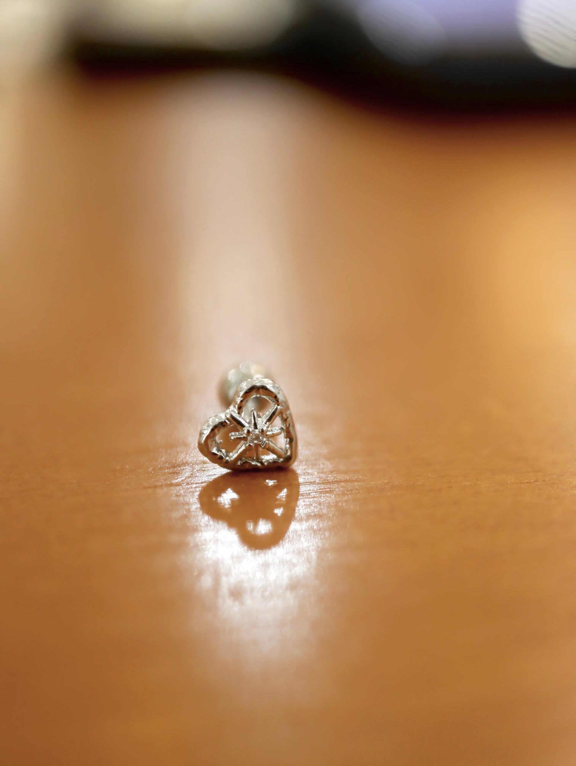 Sparkle in heart surgical steel piercing