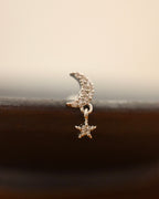 Crescent cz drop star stud piercing (1pc)