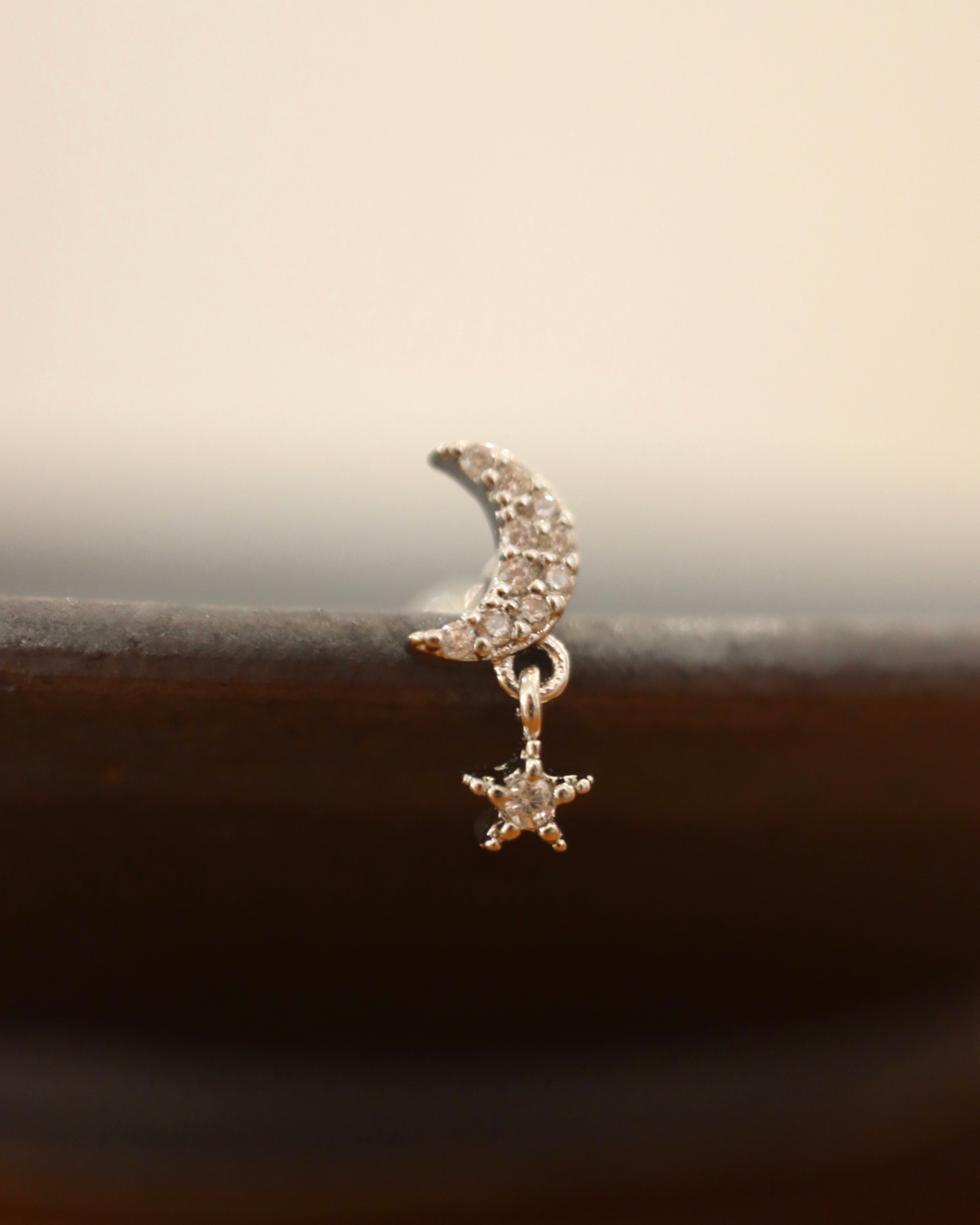 Crescent cz drop star stud piercing (1pc)