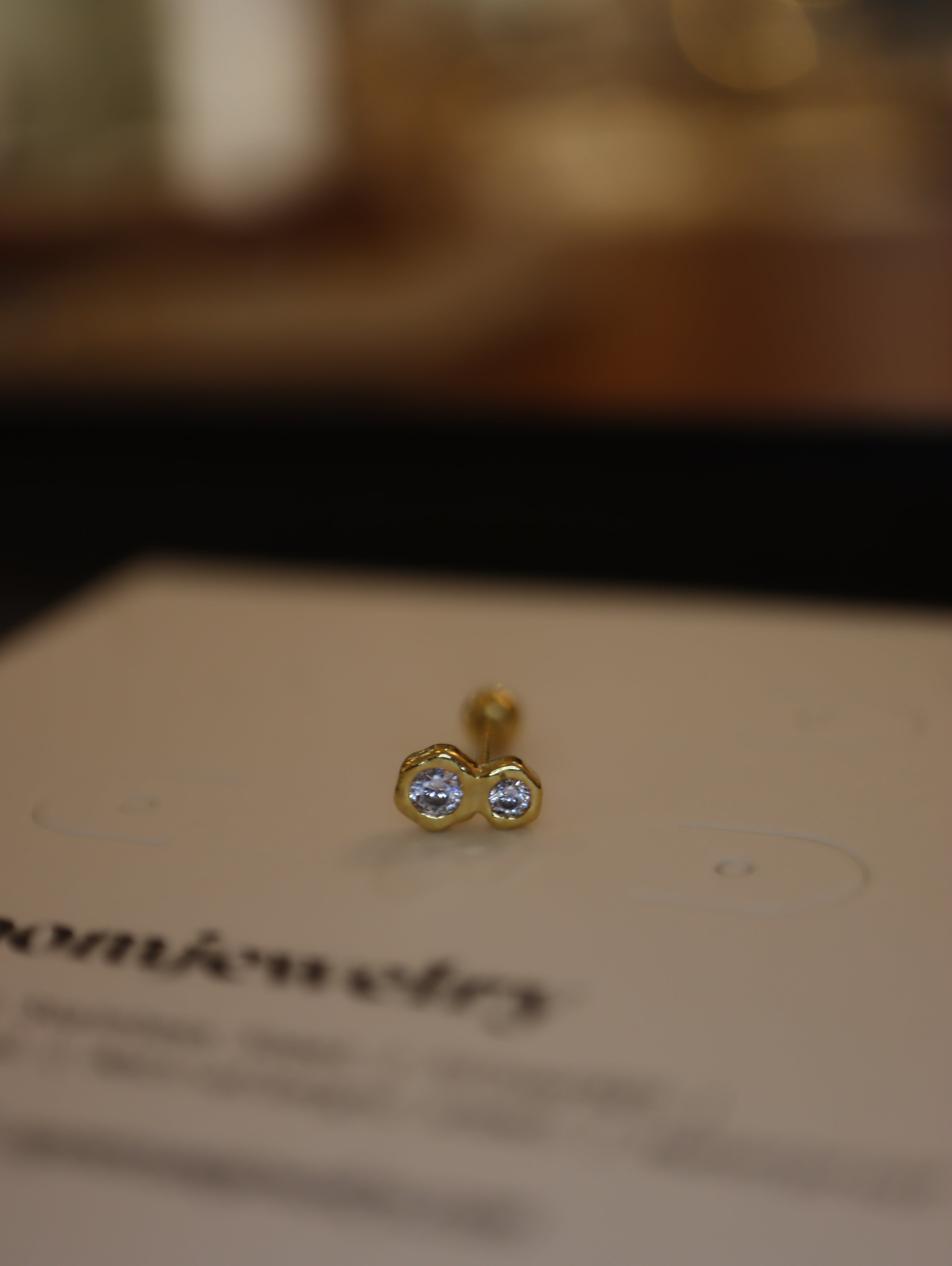 Double cz s925 piercing stud earring (1pc)