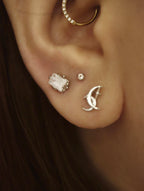 Surgical steel radiant rectangle stud piercing