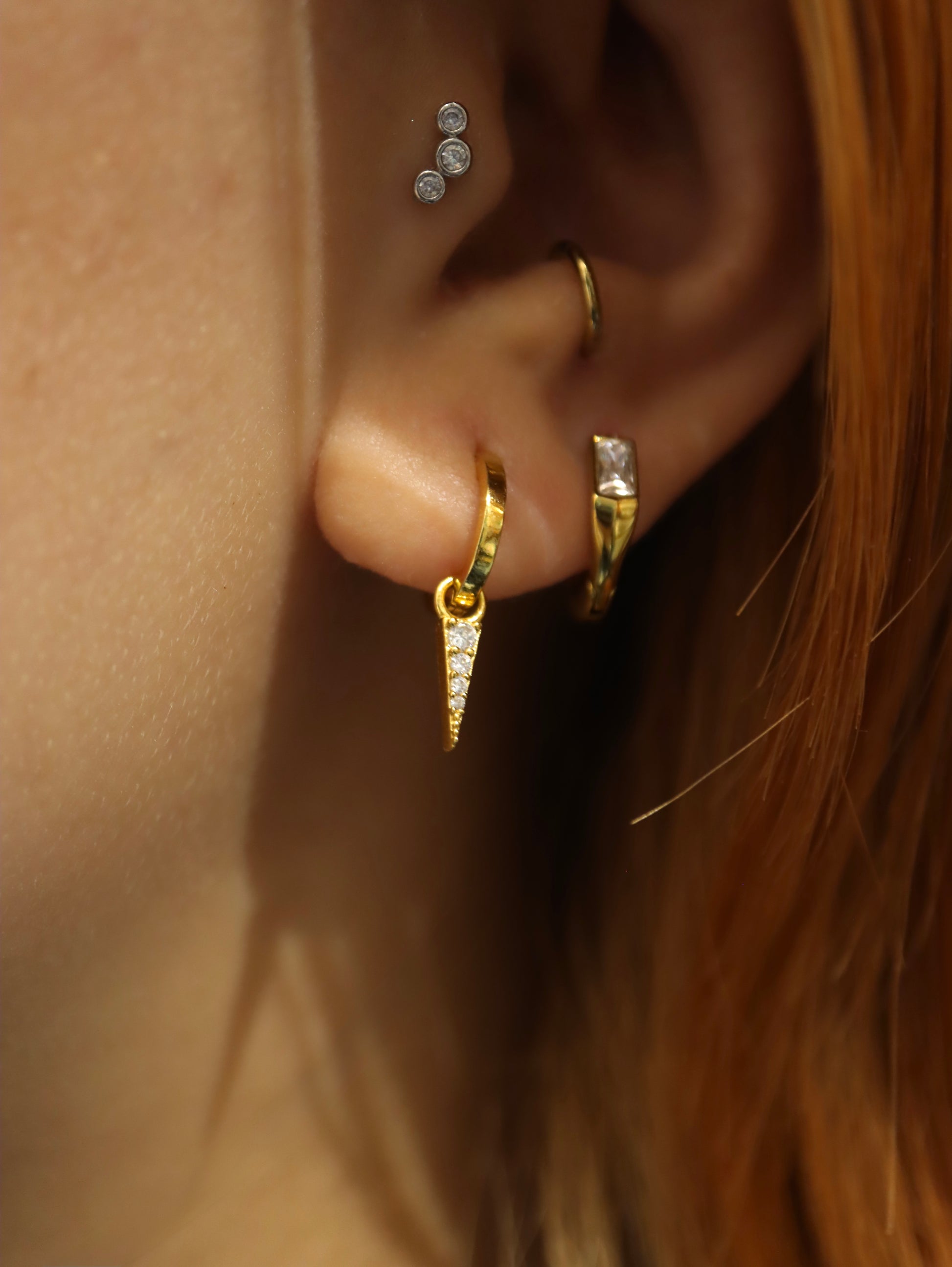 Inverted Triangle CZ Hoop Earrings