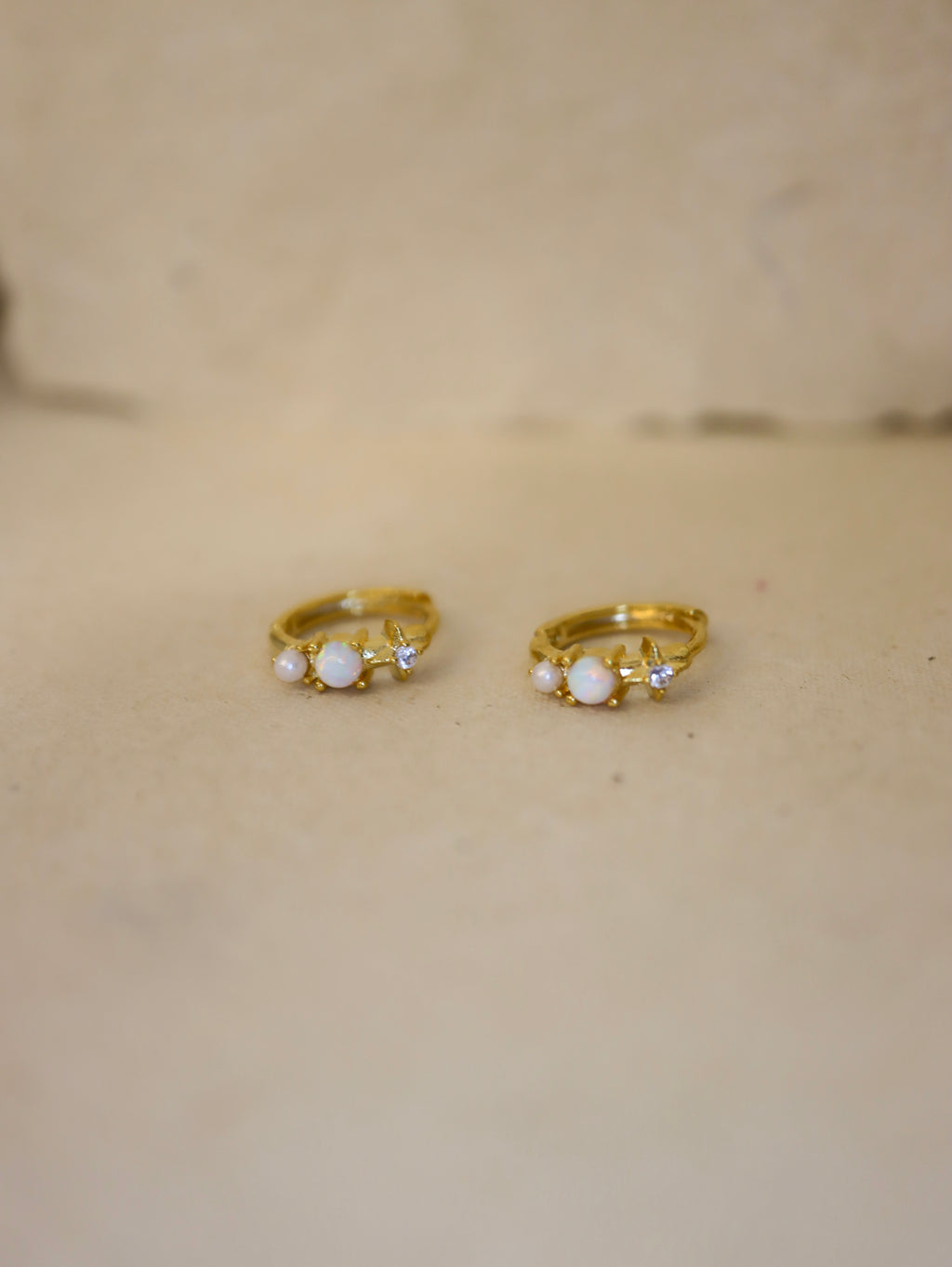 Opal star and pearl earrings