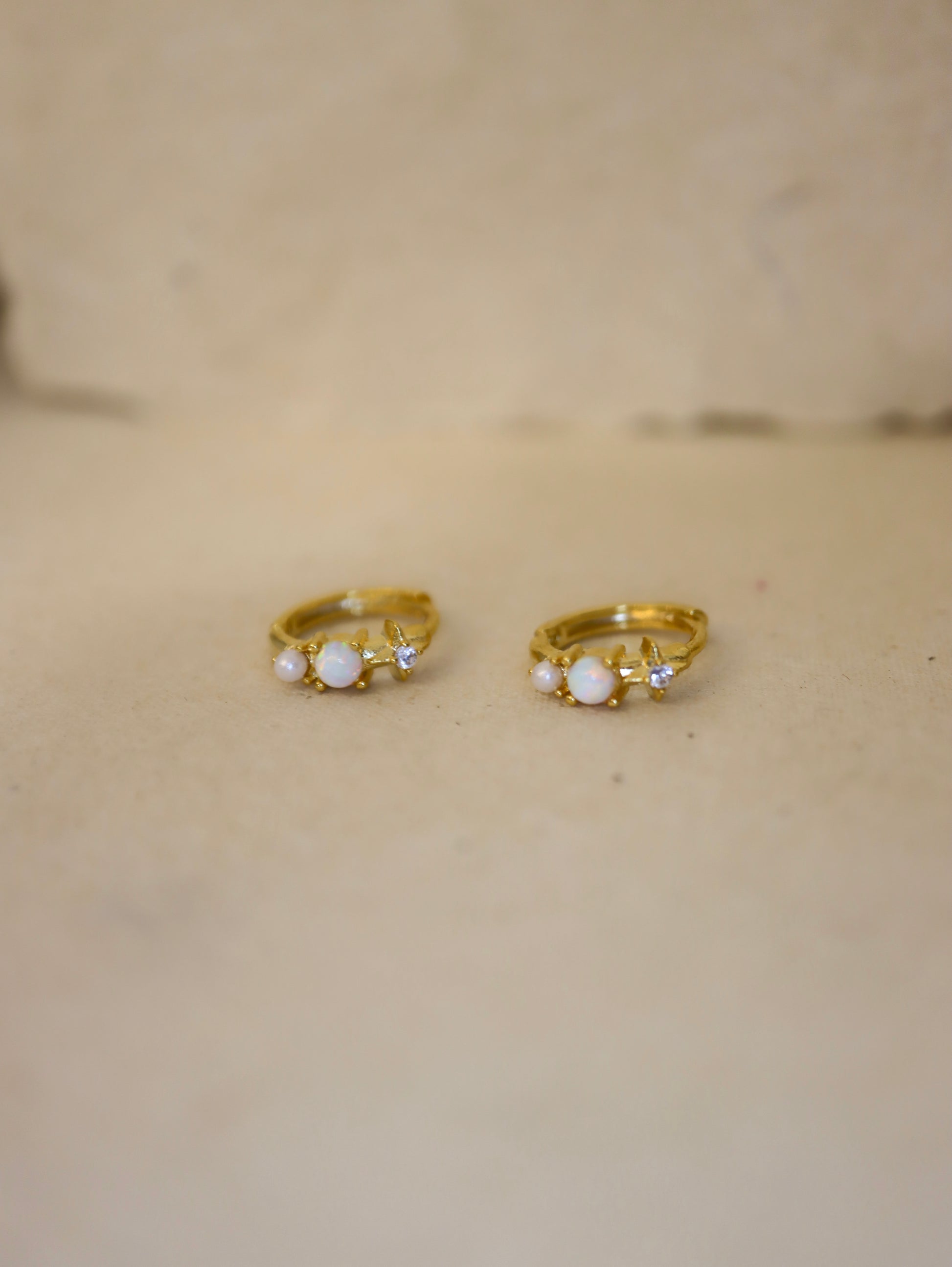 Opal star and pearl earrings