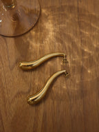 Wavy long drop stainless steel earrings