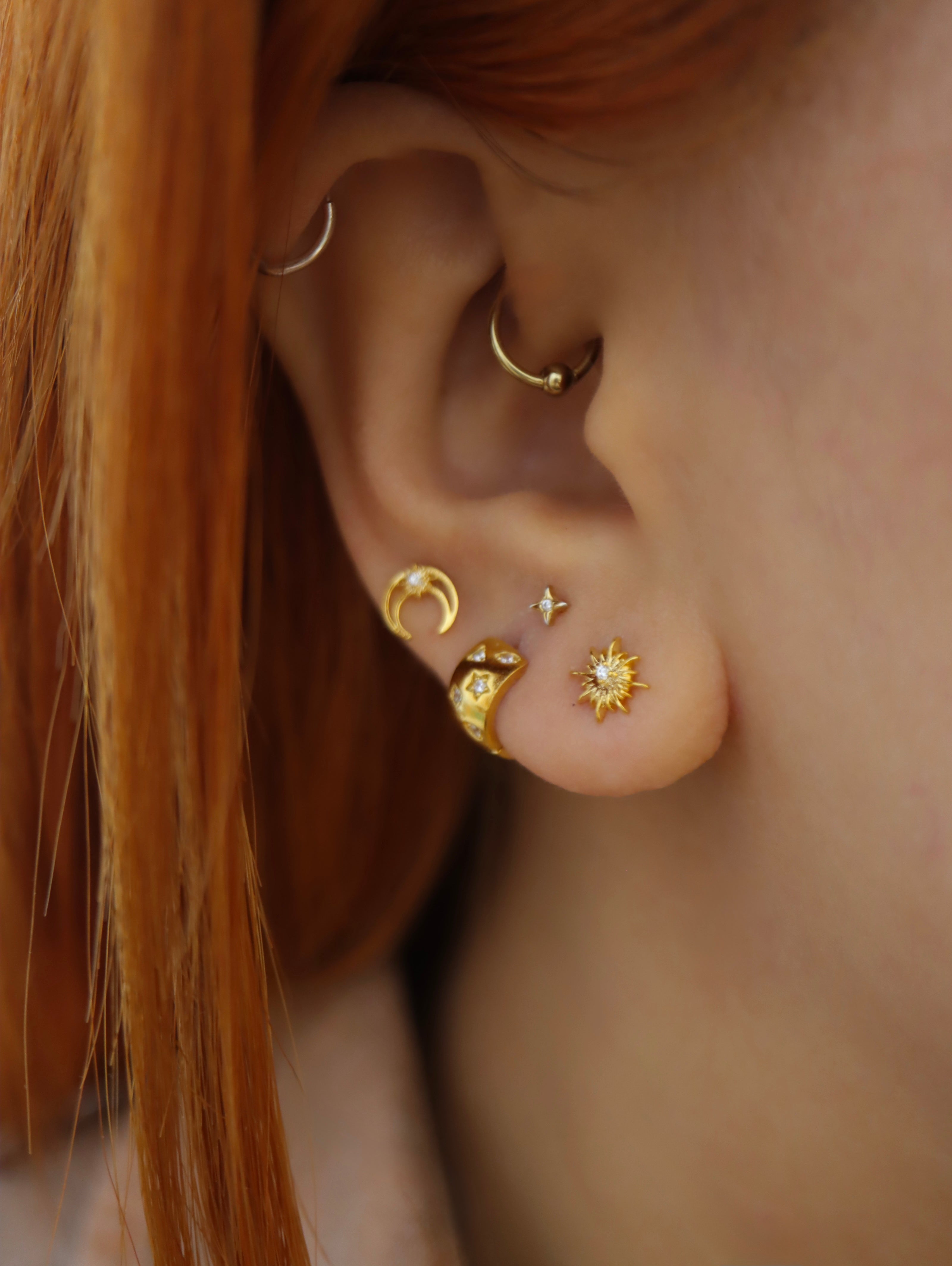 Star cz huggie hoop earrings