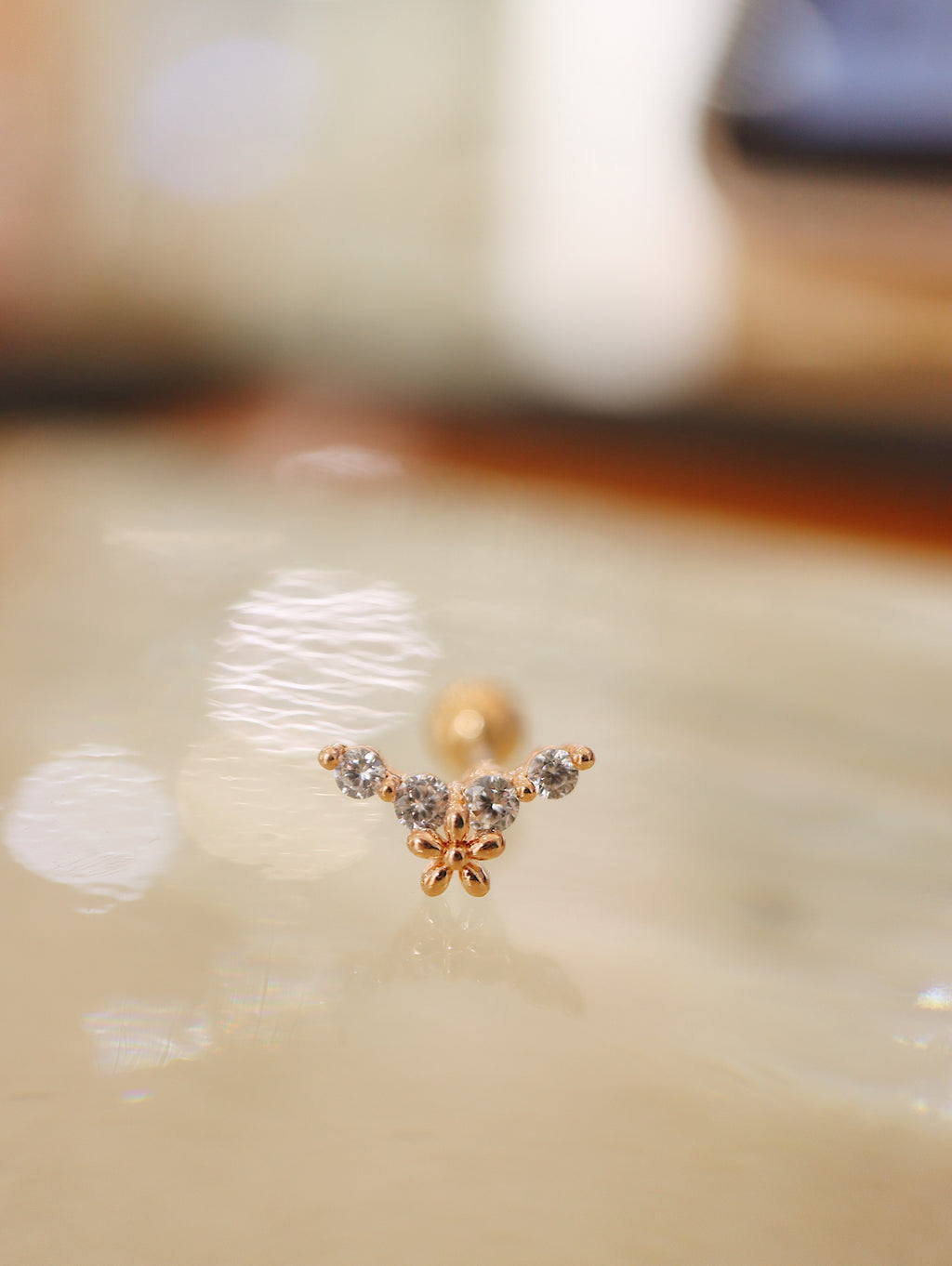 Bar cz floral surgical steel piercing (1pc)