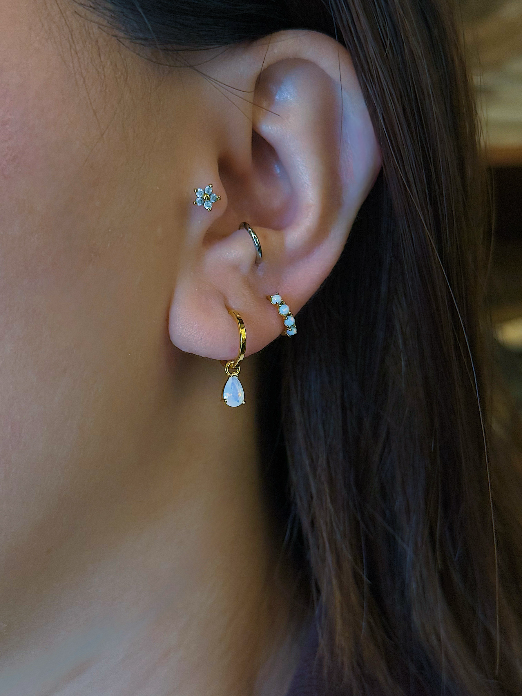 Drop teardrop cz / Opal earrings