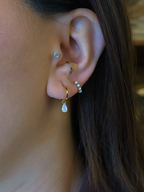 Drop teardrop cz / Opal earrings