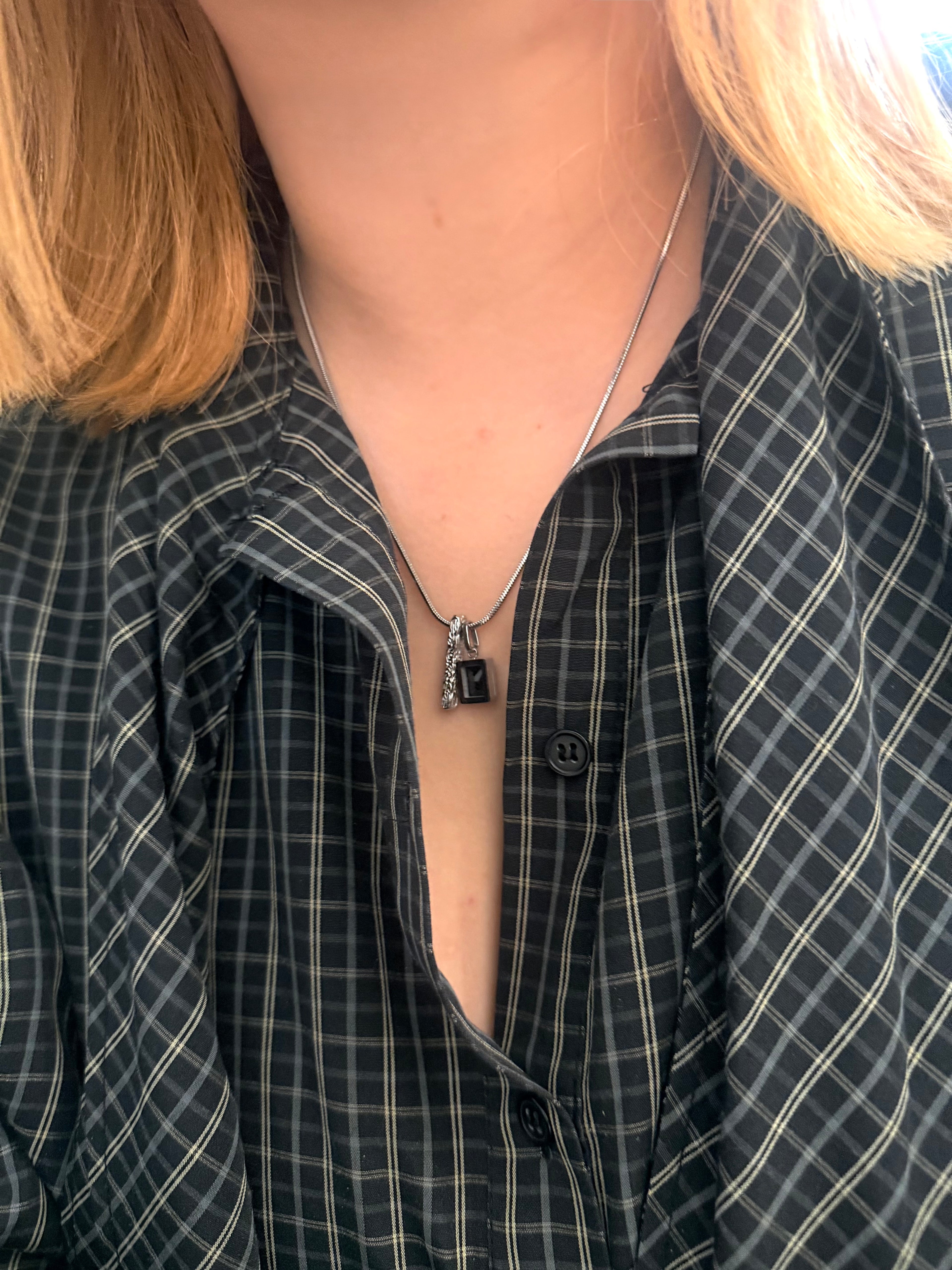 Mono bar pendant stainless steel necklace