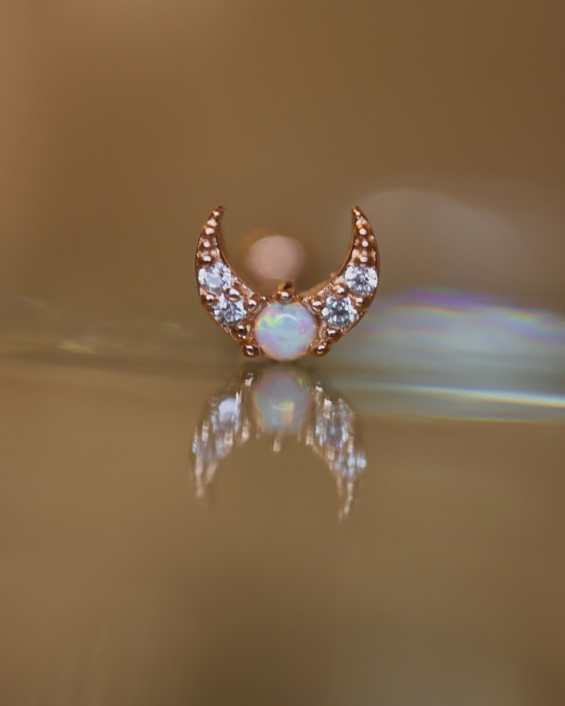 Crescent Opal cz s925 piercing stud