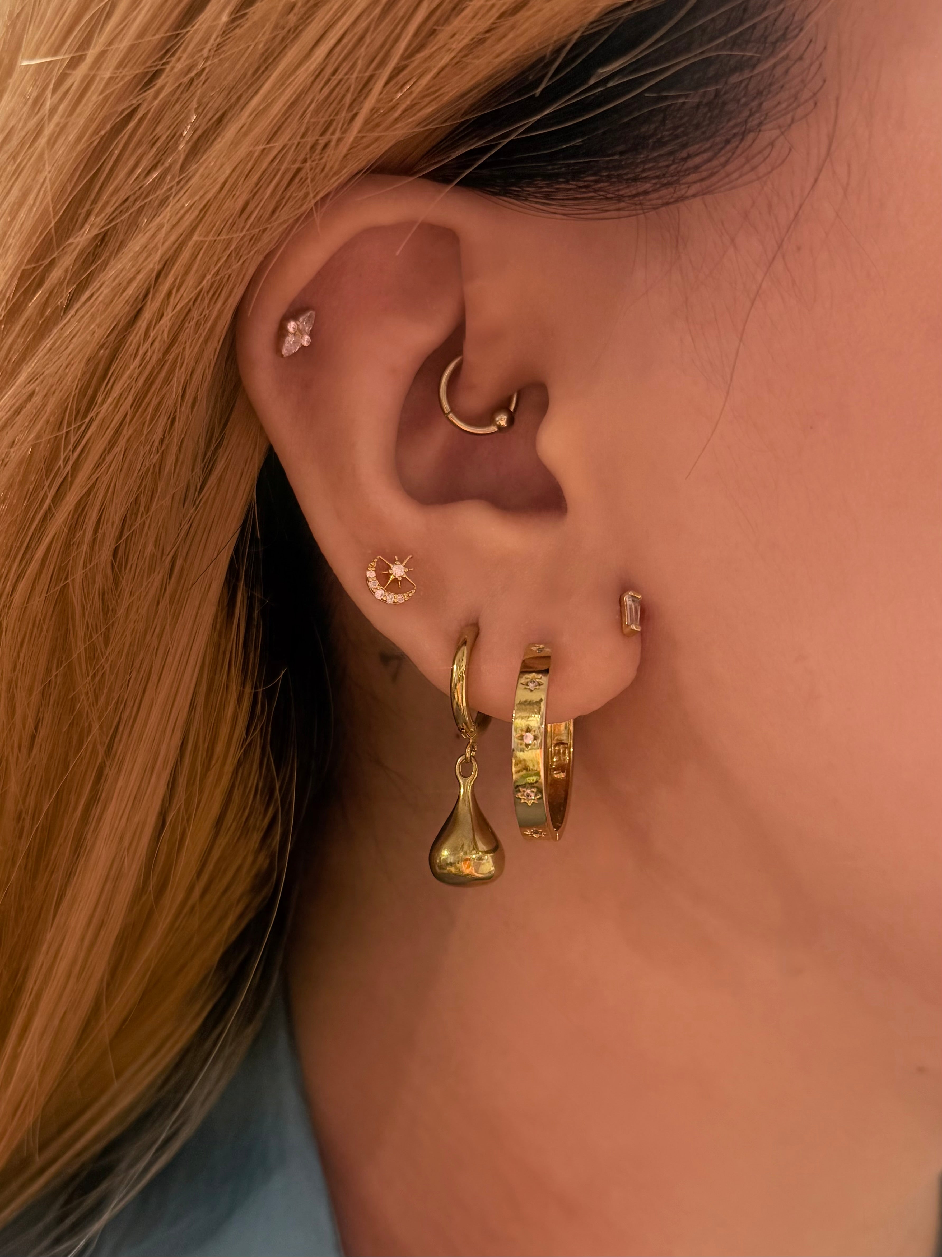 Molten Waterdrop Hoop Stainless Steel Earrings
