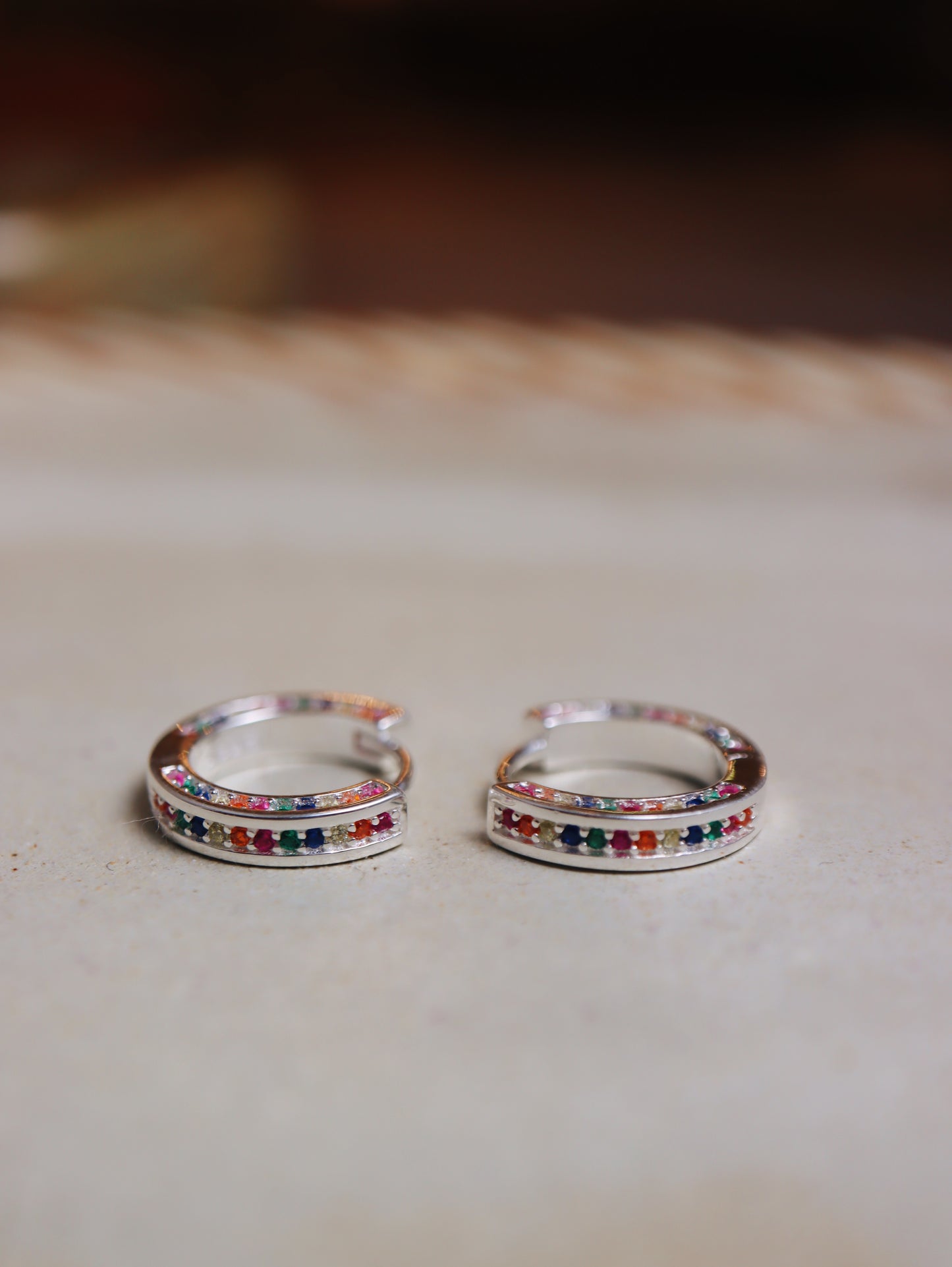 Silver925 rainbow cz earrings