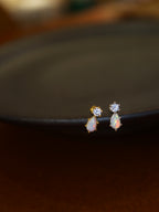 Aura Teardrop Opal Stud 925 silver earrings