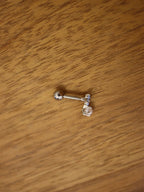 Frosted Petal & Pearl Stud Piercing Earrings
