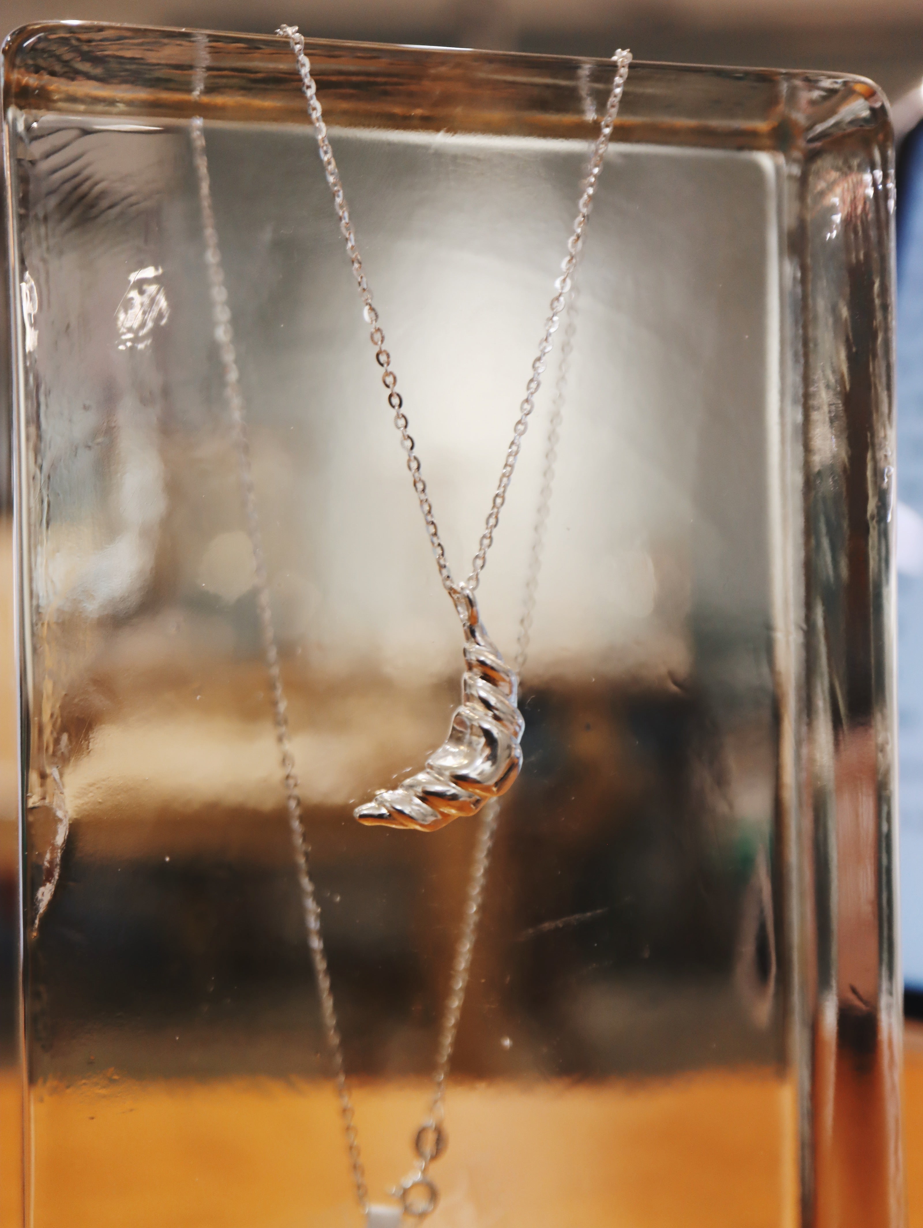 Croissant 925 silver long necklace