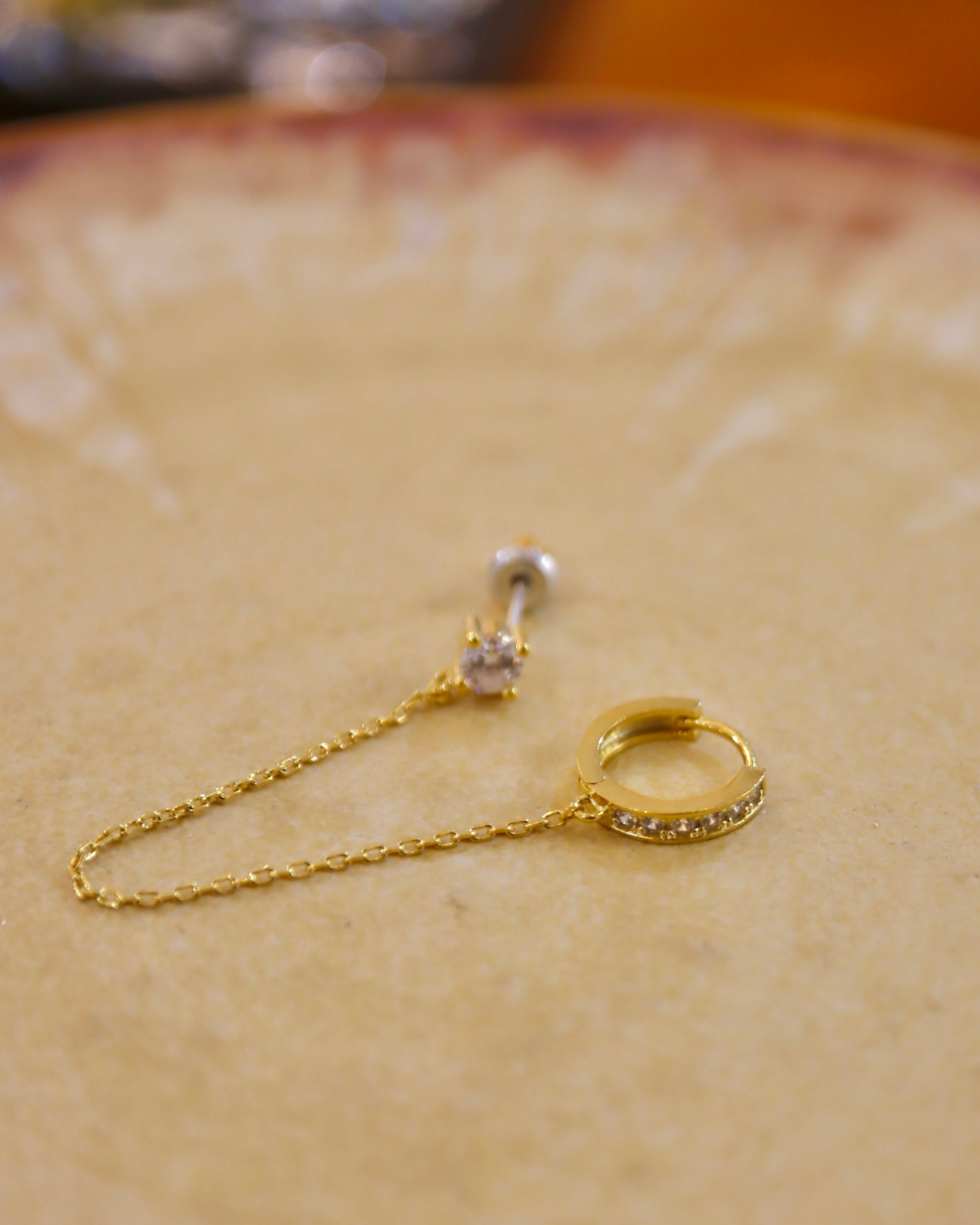 Chain link hoop and stud earrings