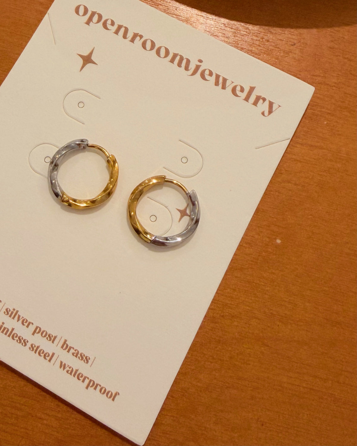 Mix tone stainless steel earrings
