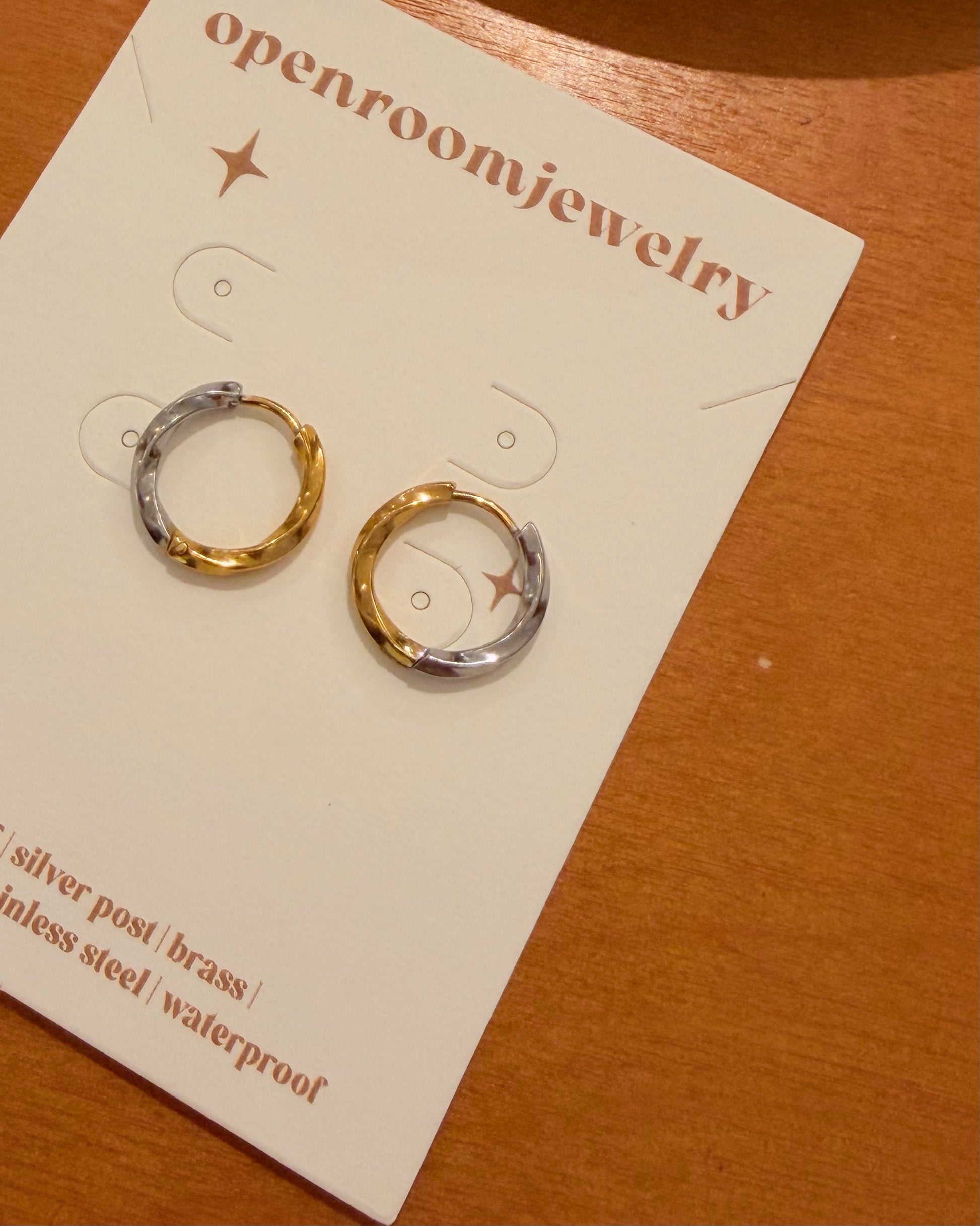 Mix tone stainless steel earrings