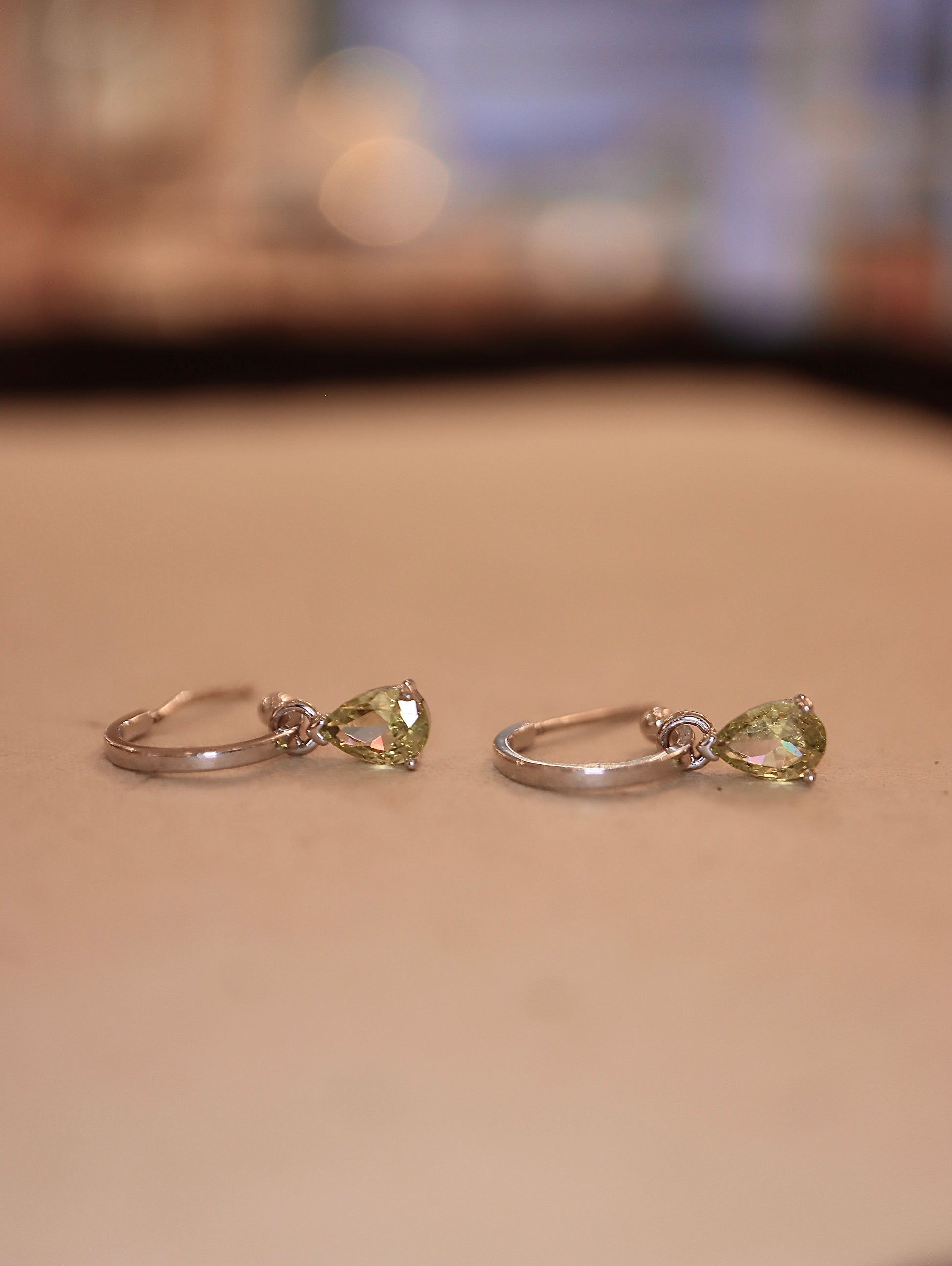 Drop teardrop cz / Opal earrings