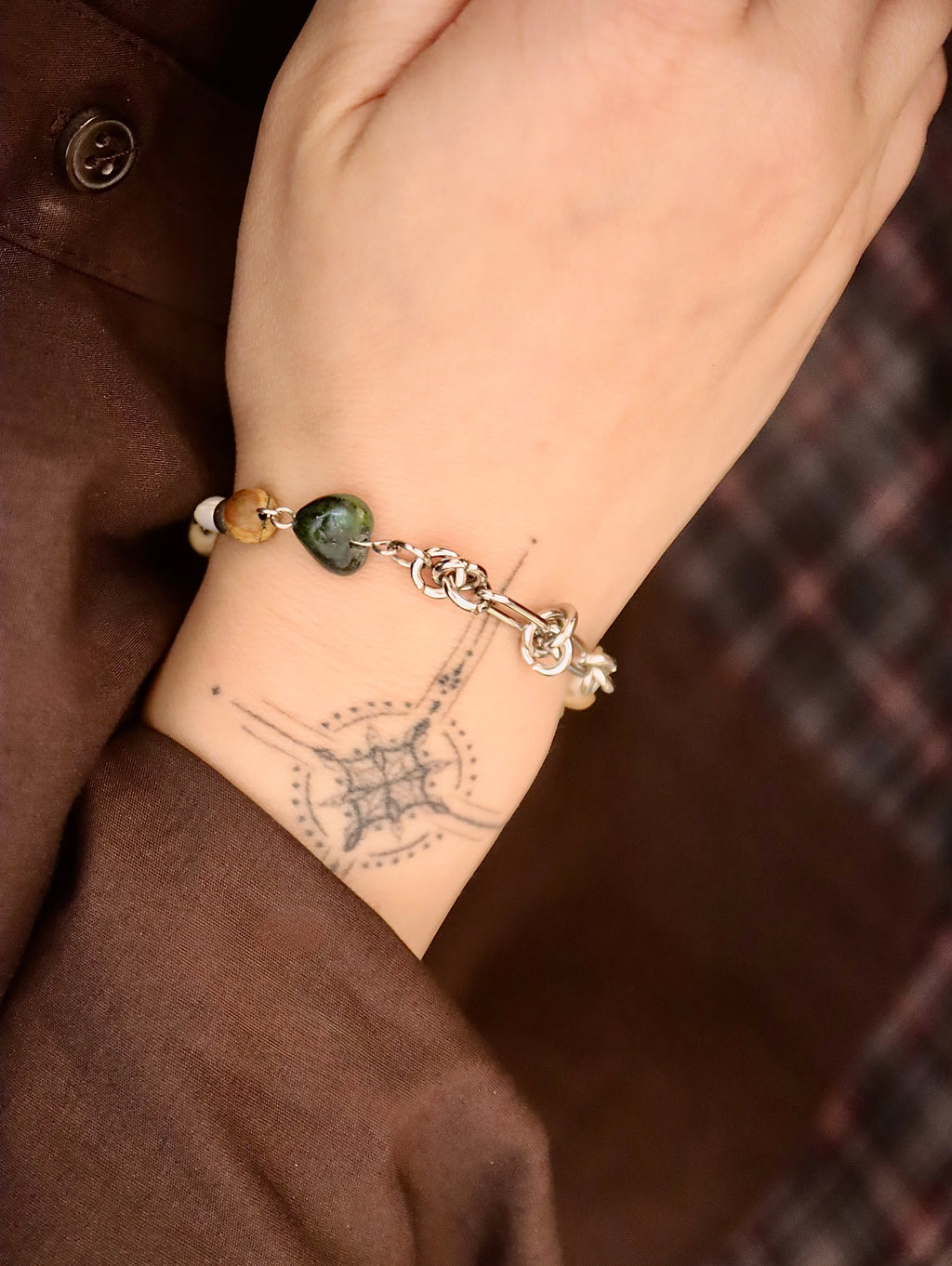 Mixed stone stainless steel bracelet