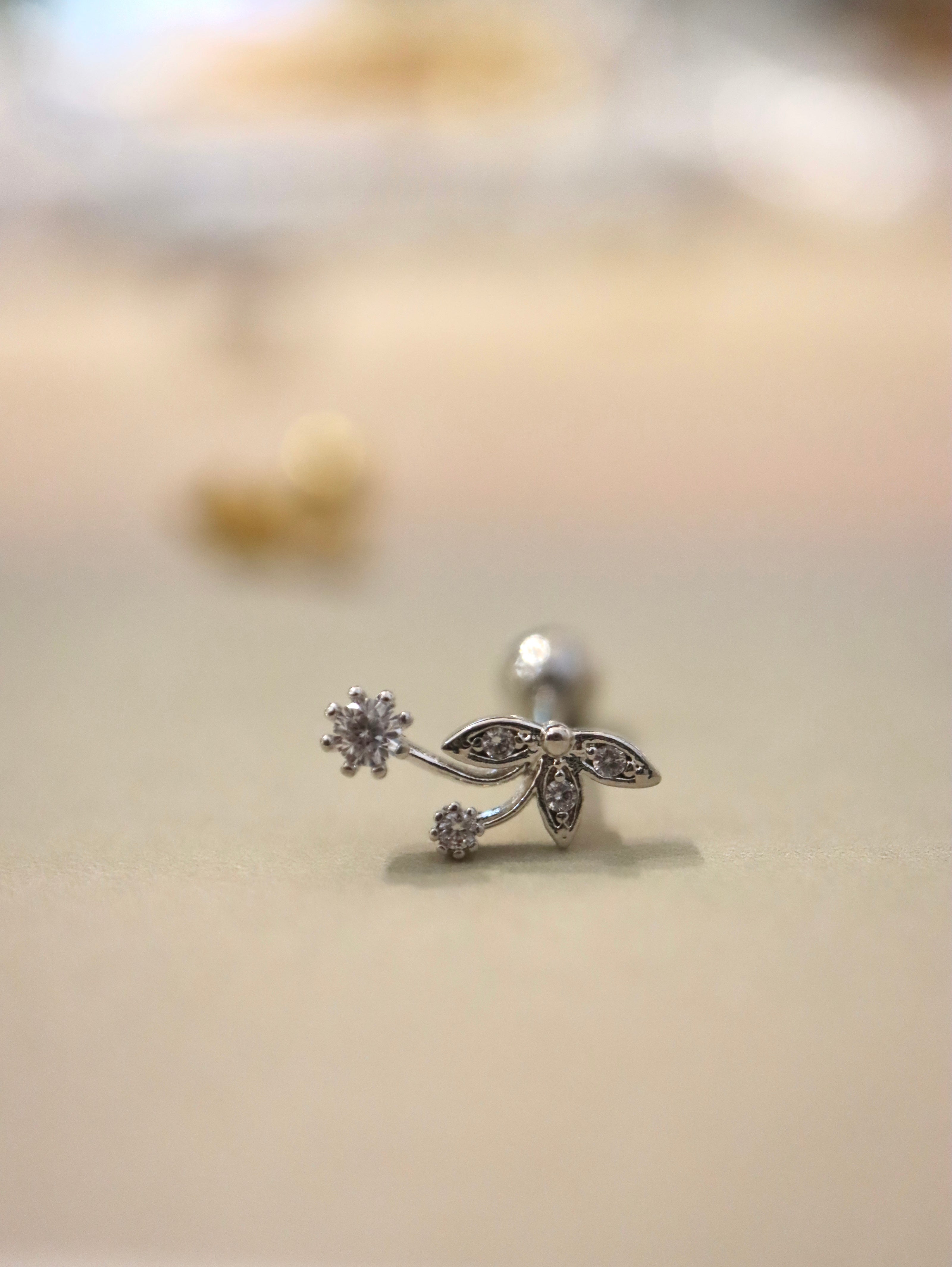 Climber Stud cz piercing earring (1pc)