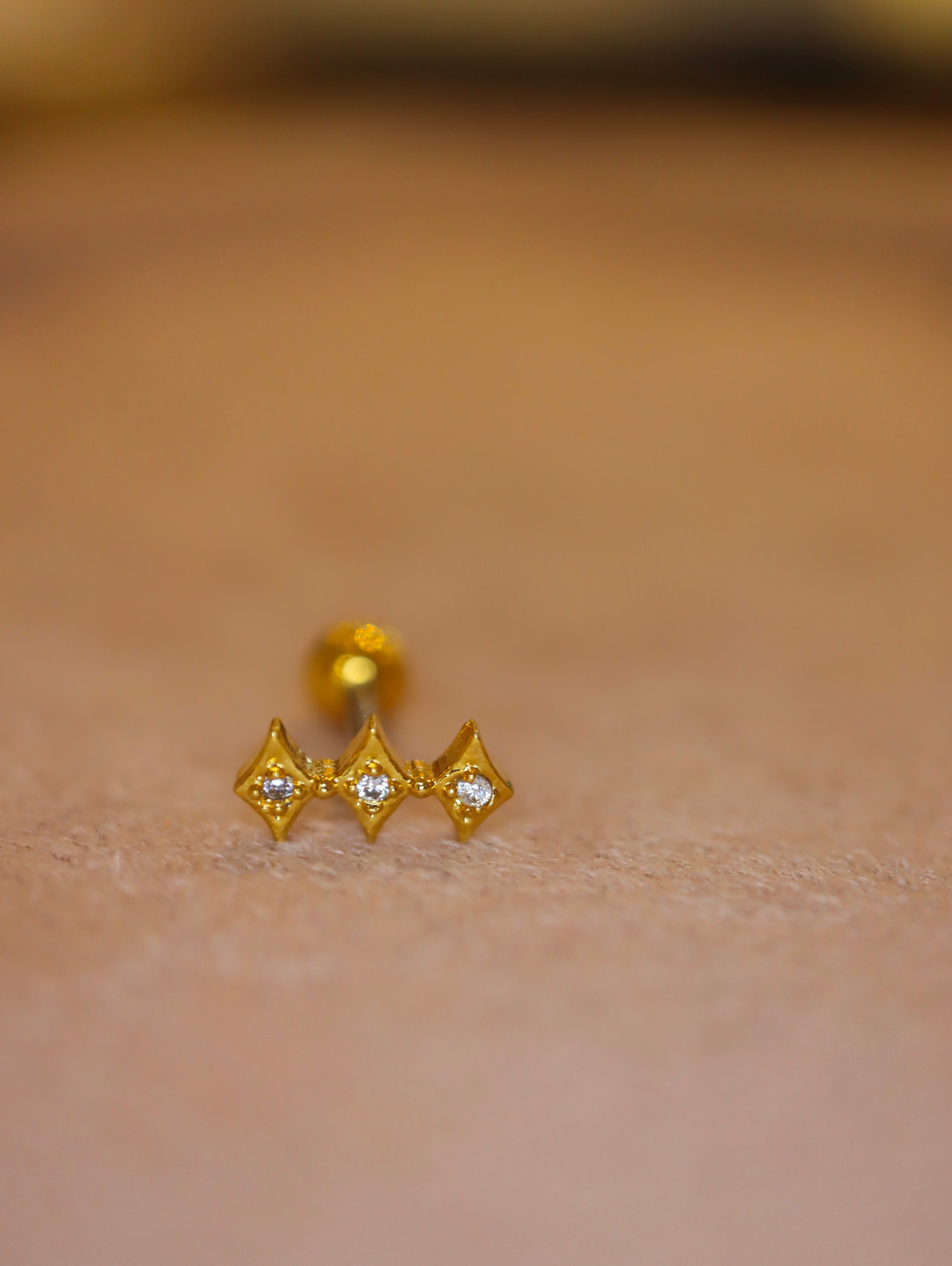 Triple Rhombus Stud Piercing Earring (1pc)
