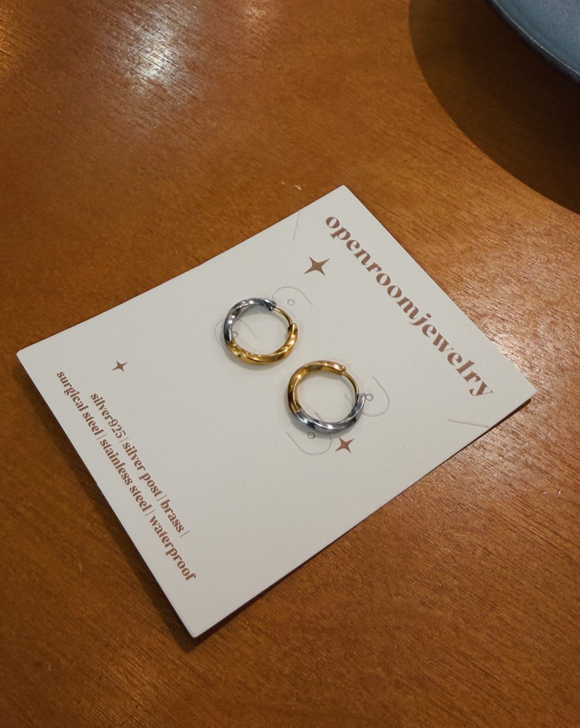 Mix tone stainless steel earrings