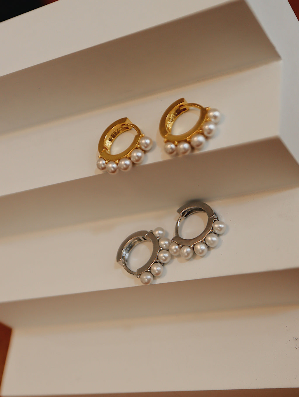 Pearl stud hoop earrings