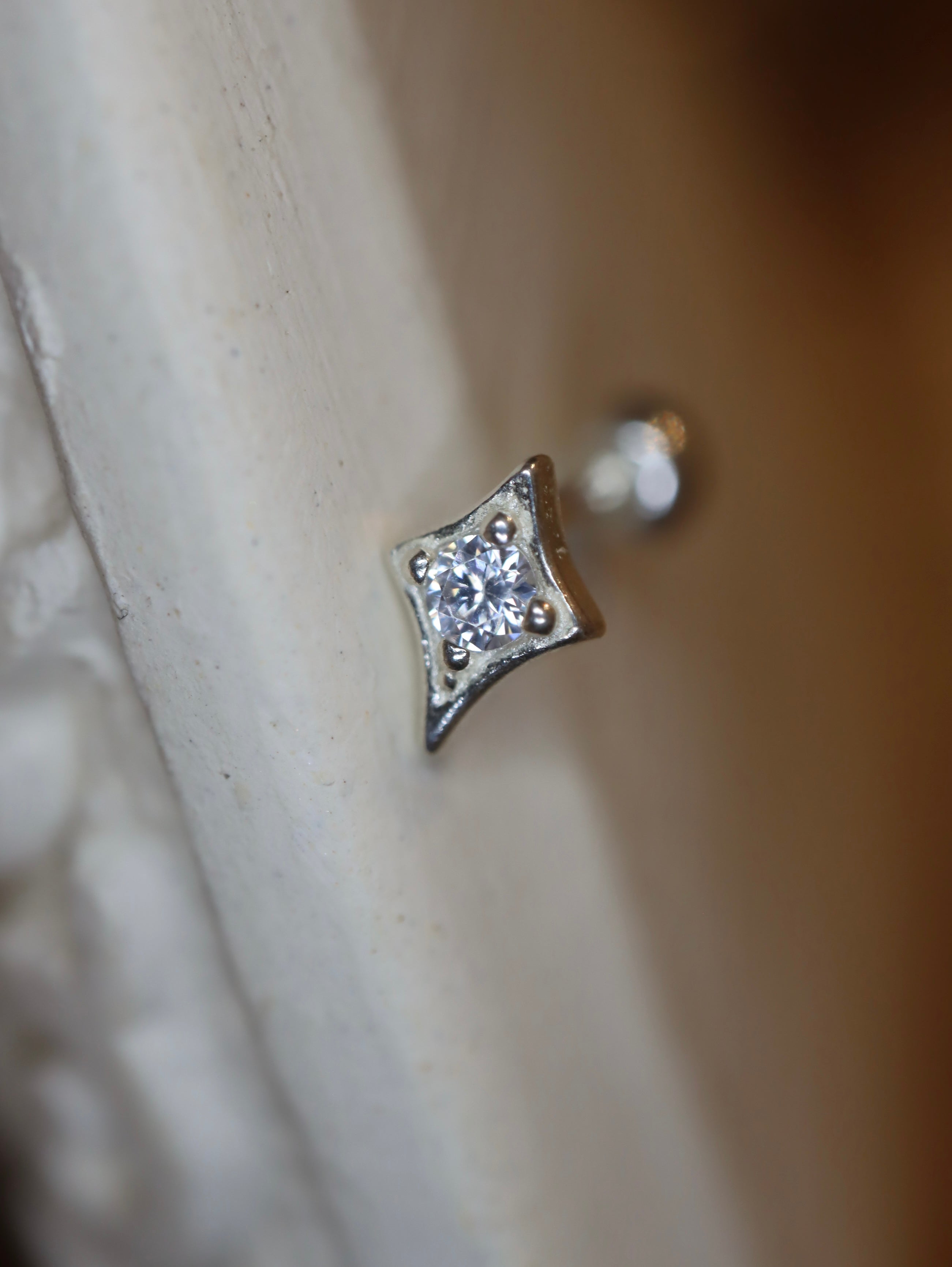 Rhombus Star Stud 925 Silver Earring piercing (1pc)