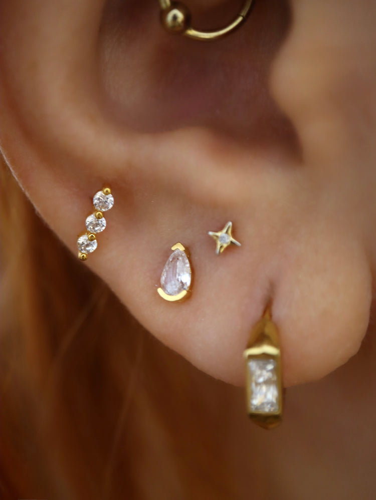 Teardrop 925 silver piercing stud