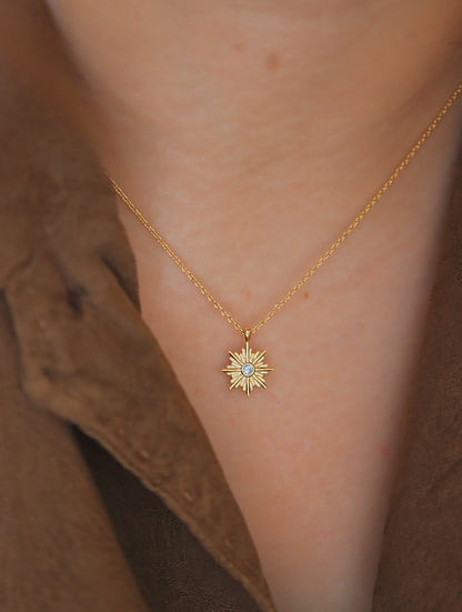 Sparkling sun brass necklace