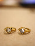 Round cz hinged hoop gold earrings