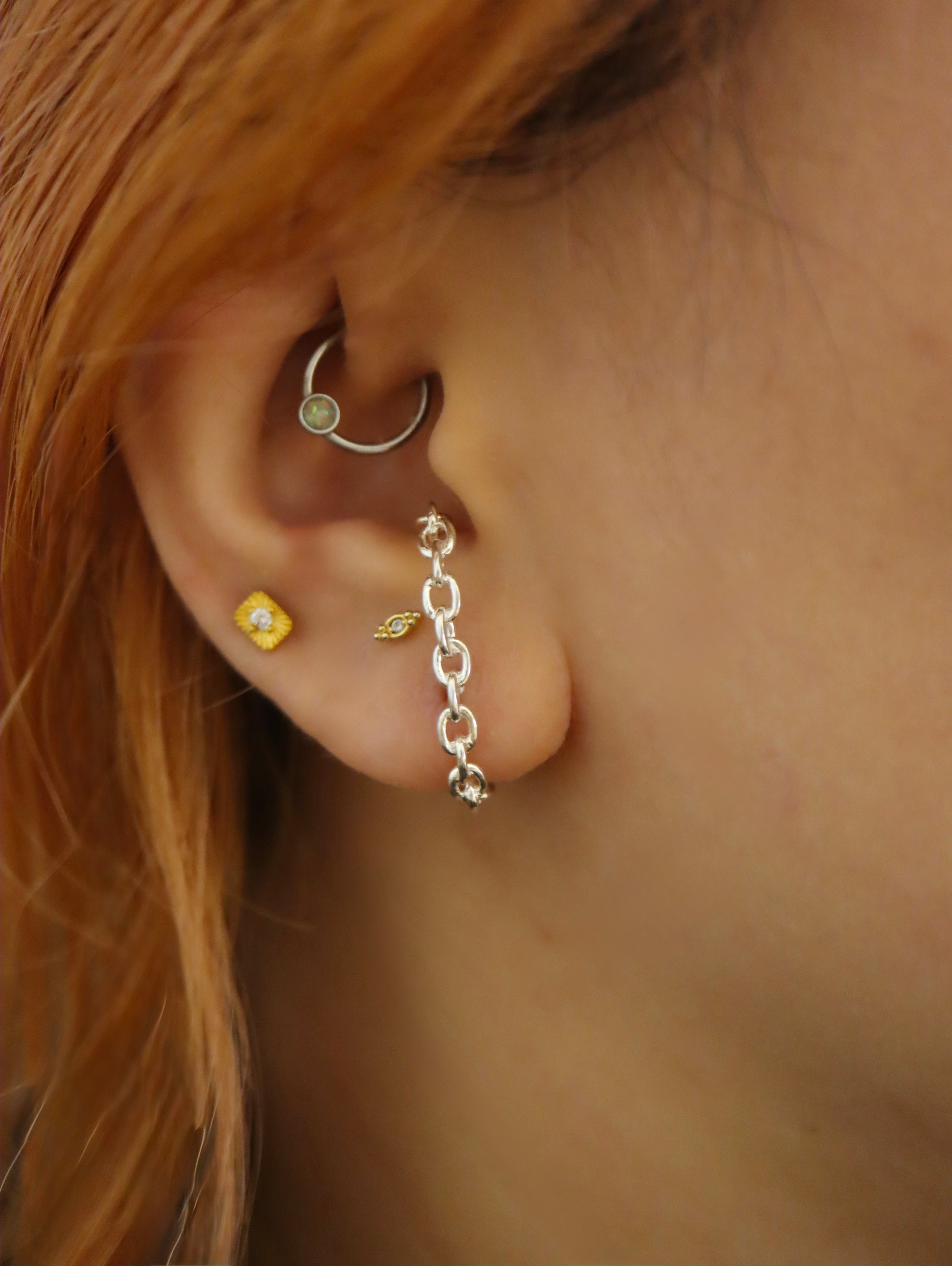 Chain illusion wrap 925 silver earring (1pc)
