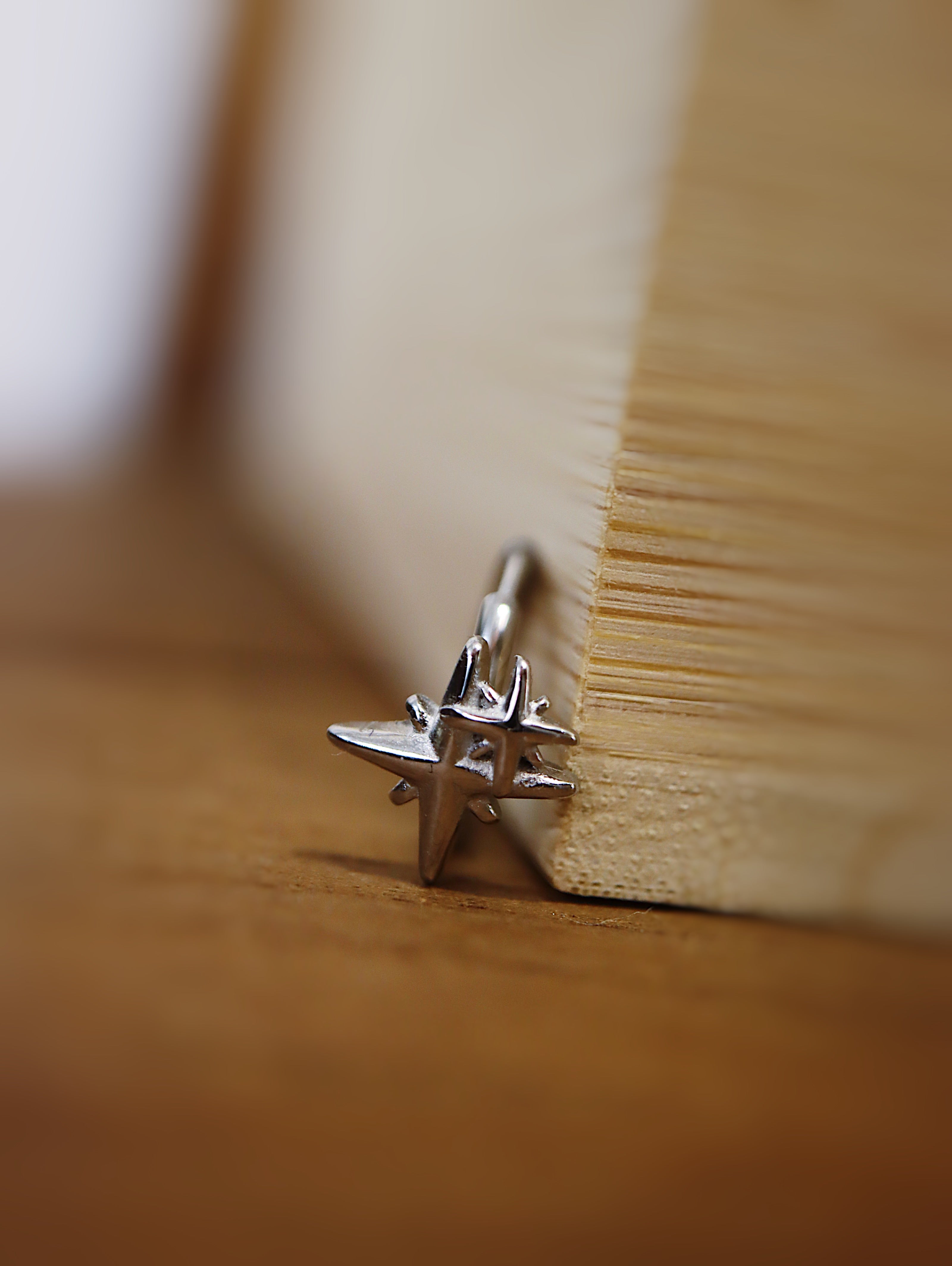 Surgical steel star sparkle hinge earring