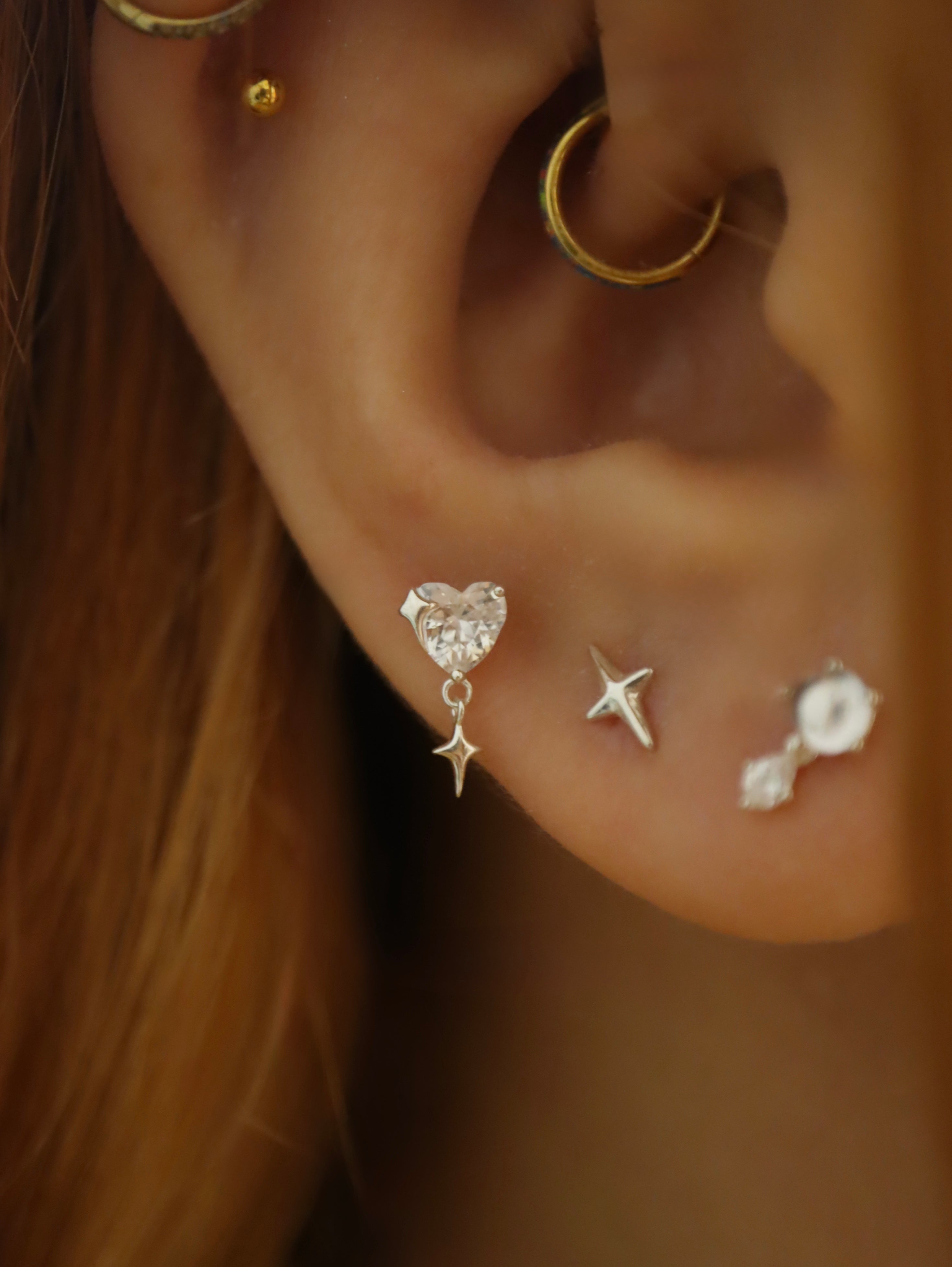 Lyra Heart Drop Stud 925 silver Earring