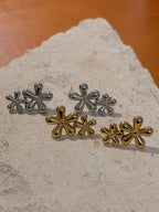 Bloom Double Flower Stud Stainless Steel Earrings