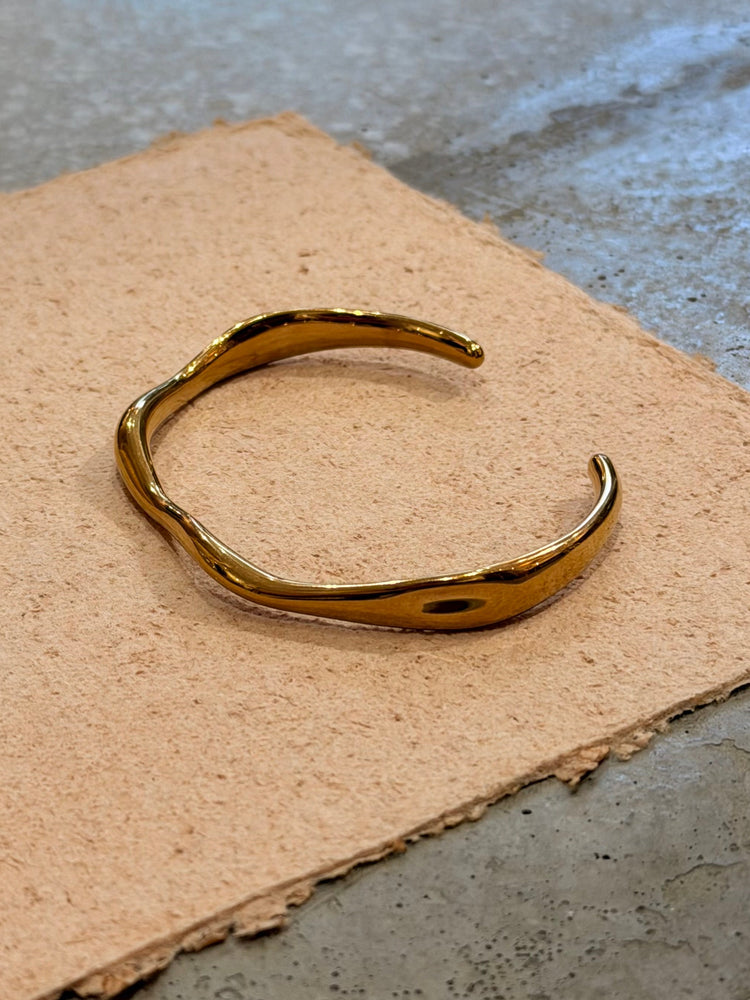 Wave Stainless Steel Open Bangle Cuff