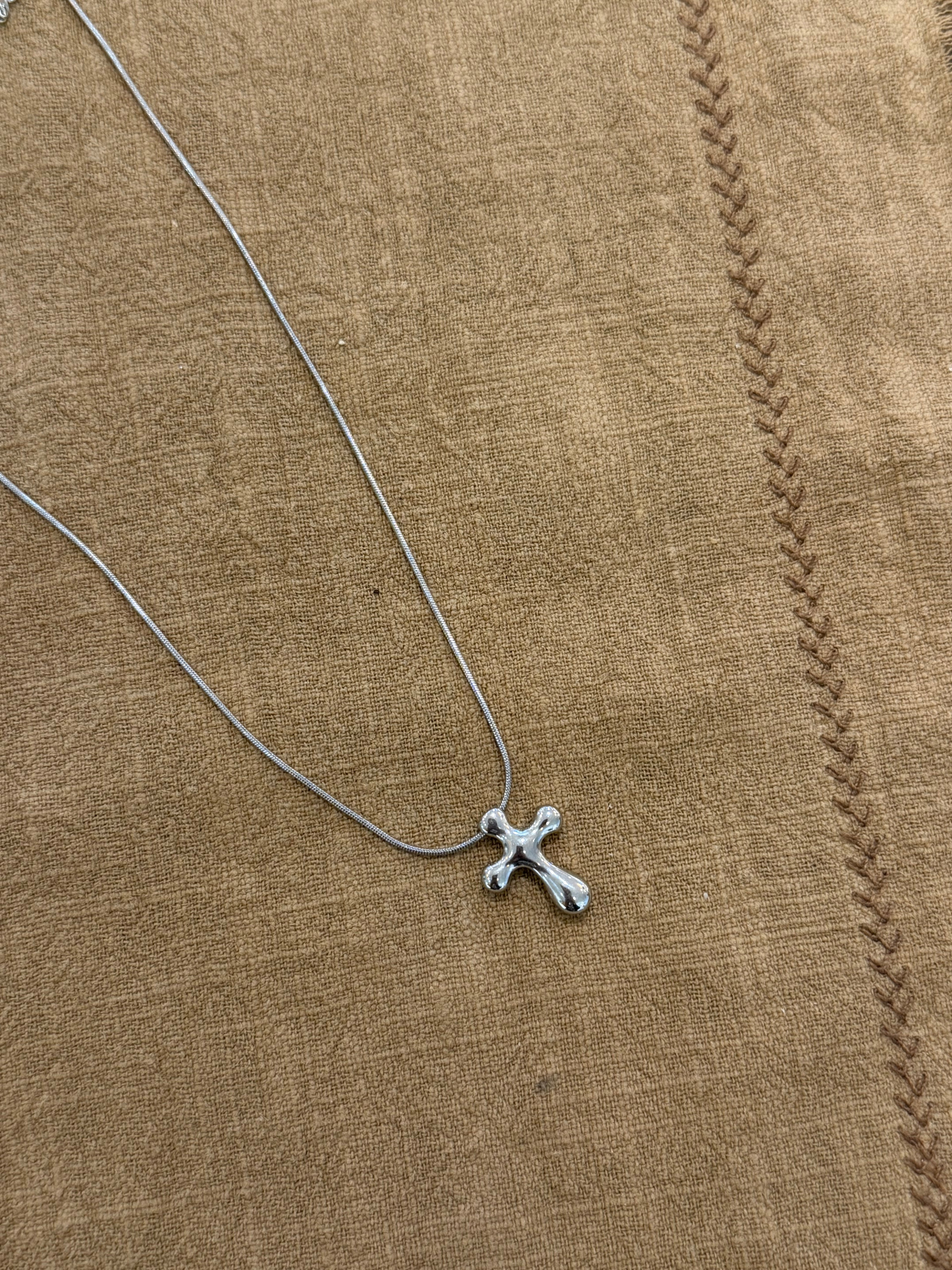Mercury cross stainless steel necklace