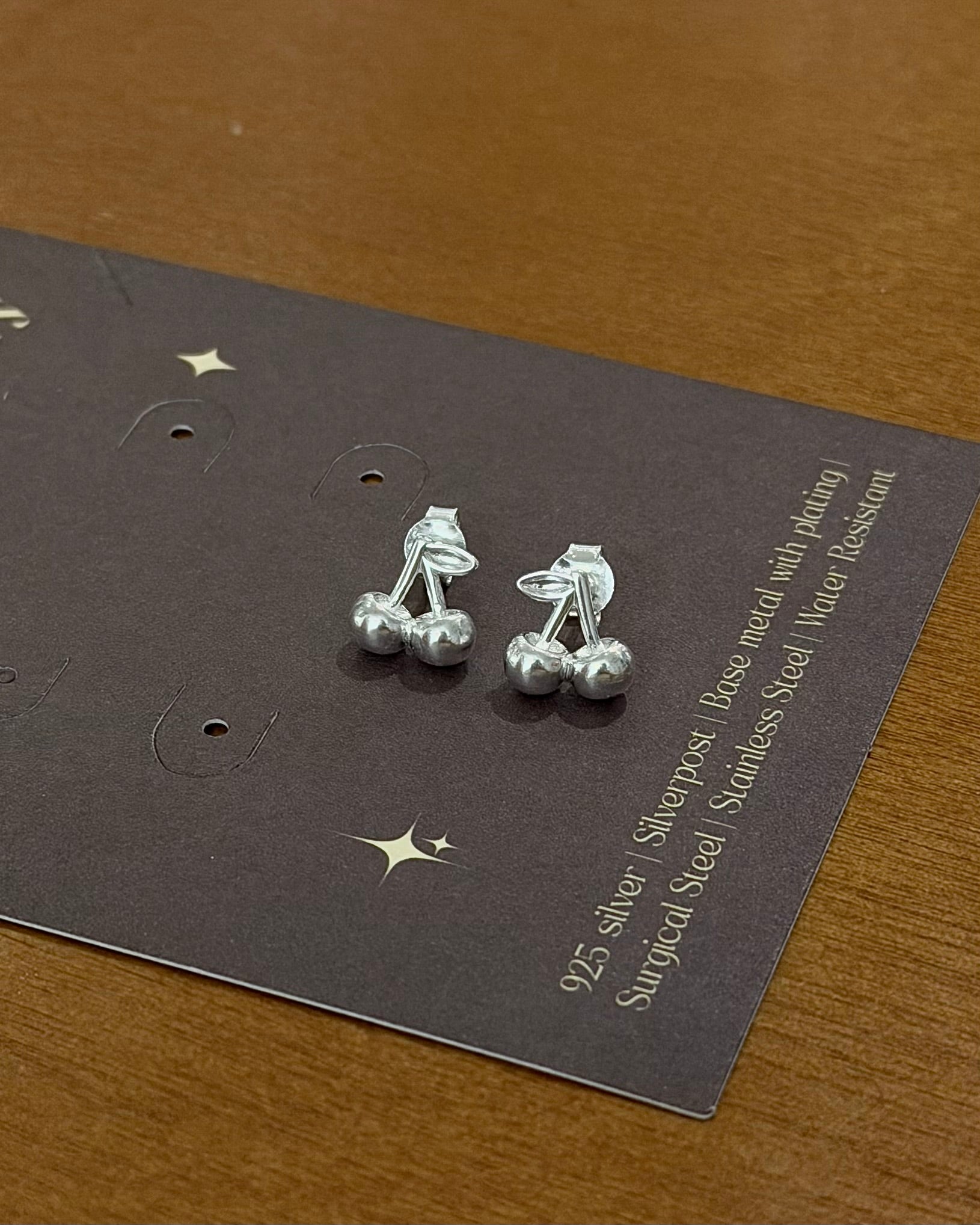 Lucent Cherry Stud 925 Silver Earrings