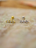 Triple cz stud 925 silver piercing