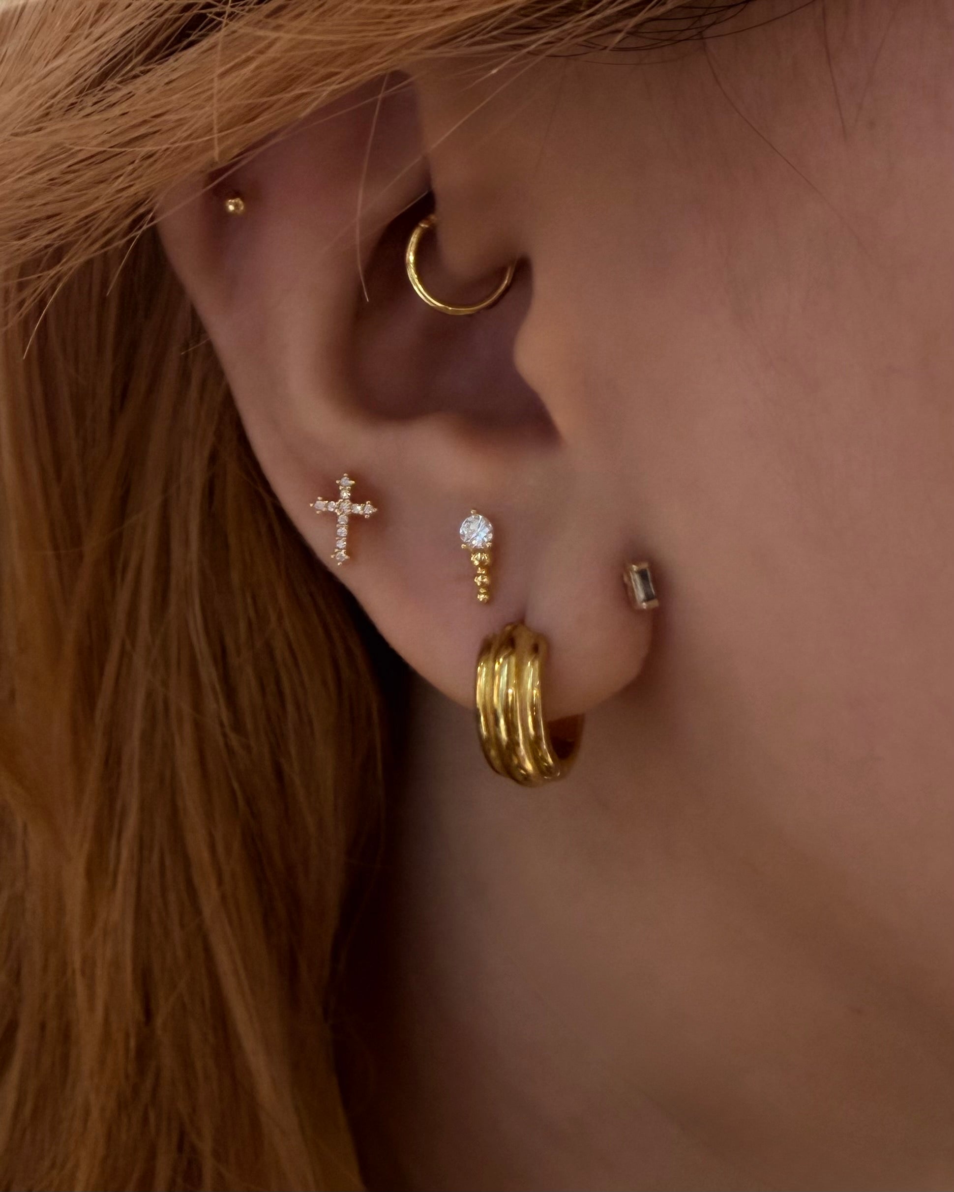 Lumina Cross Stud 925 Silver Earring Piercing (1pc)