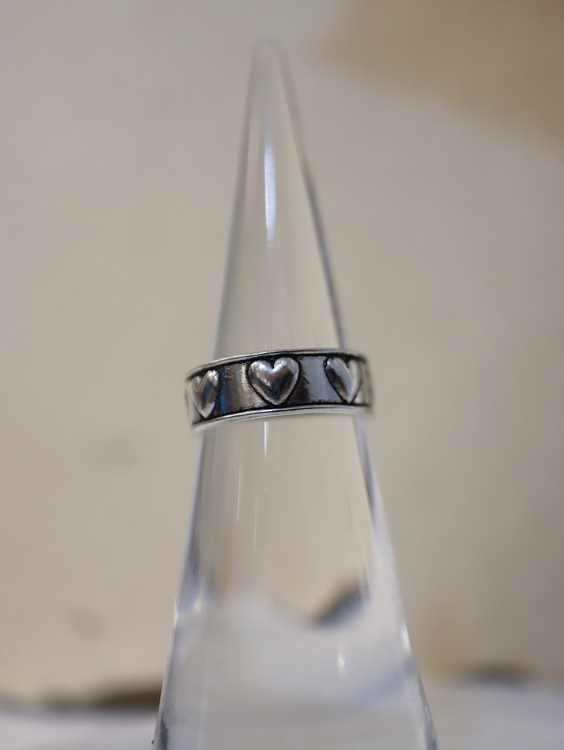 Embossed heart 925 silver pinky / midi ring