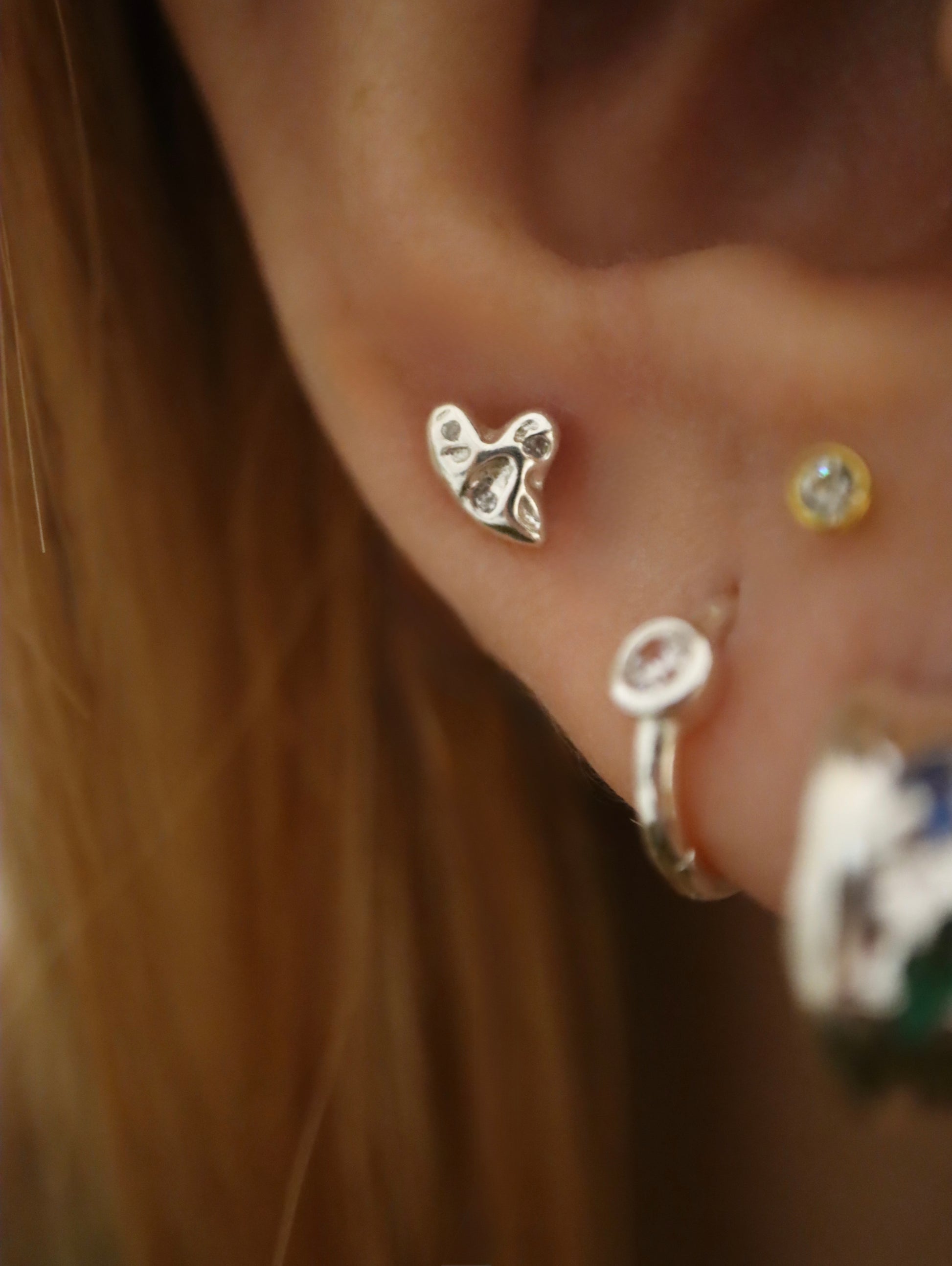 Heart stud silver925 piercing earring